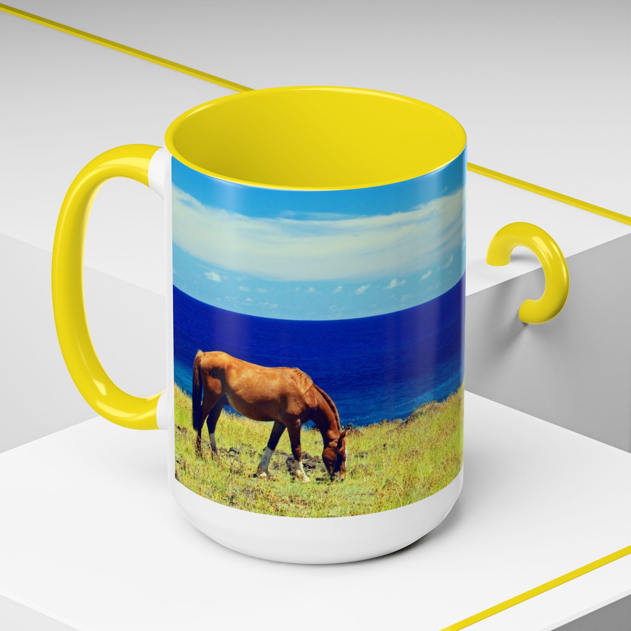 Coastal Landscape Accent Coffee Mug – Ocean View Beach Scene (11/15oz)