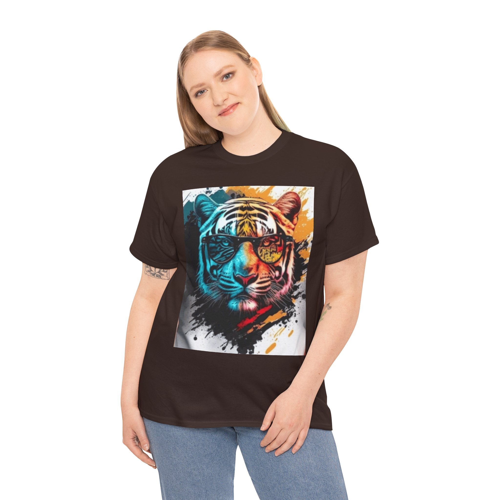 Tiger Portrait T-Shirt — Colorful Abstract Tiger Face Tee