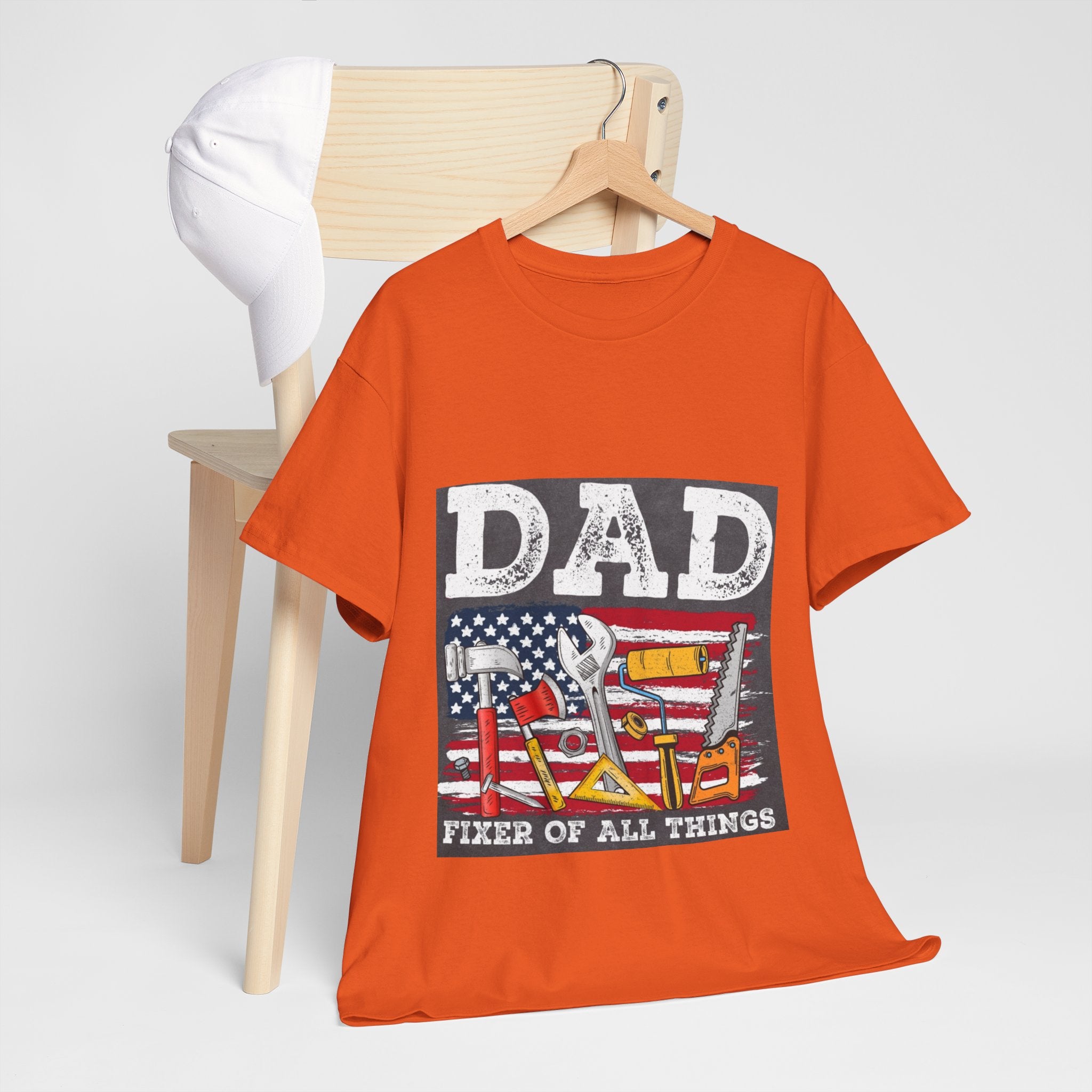 Dad Fixer Of All Things T-Shirt — American Flag Tool Graphic Tee for Fathers