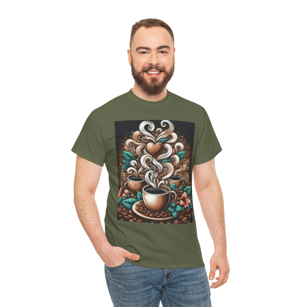 Coffee Cup T-Shirt — Whimsical Steaming Heart Coffee Design