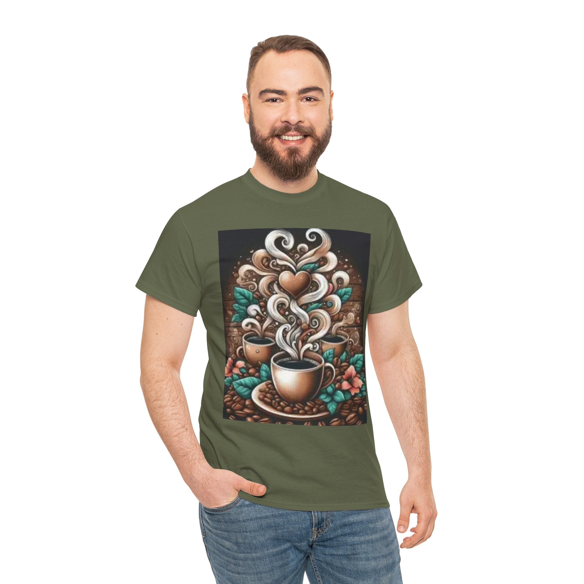 Coffee Cup T-Shirt — Whimsical Steaming Heart Coffee Design
