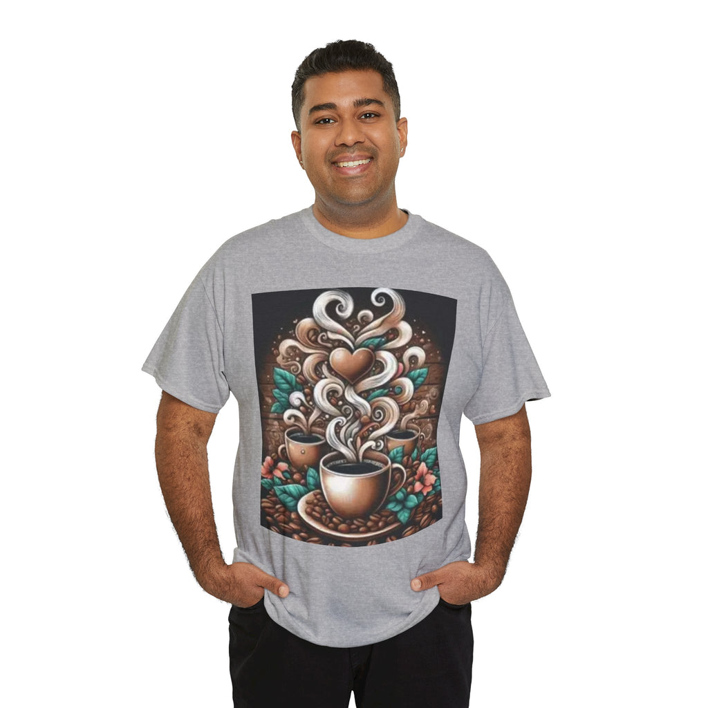 Coffee Cup T-Shirt — Whimsical Steaming Heart Coffee Design