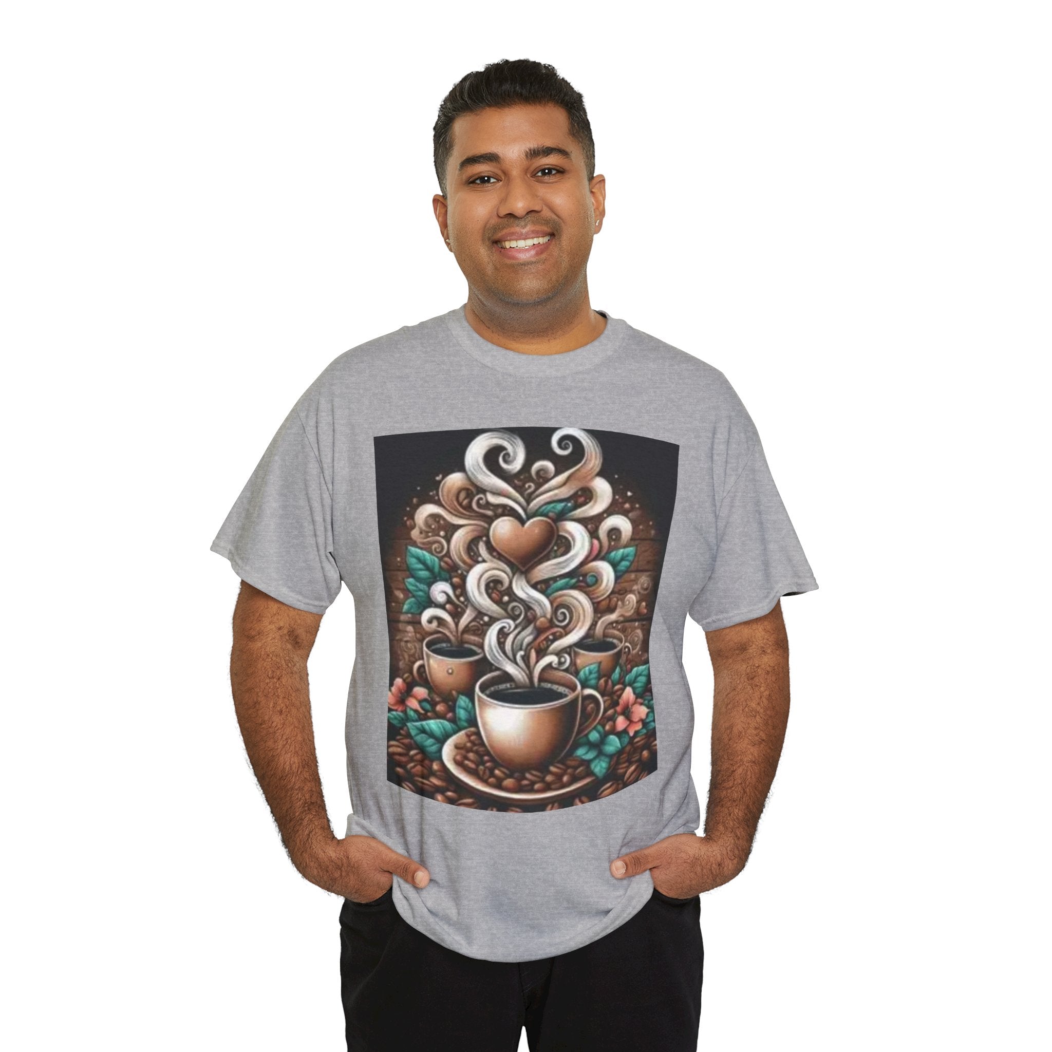 Coffee Cup T-Shirt — Whimsical Steaming Heart Coffee Design