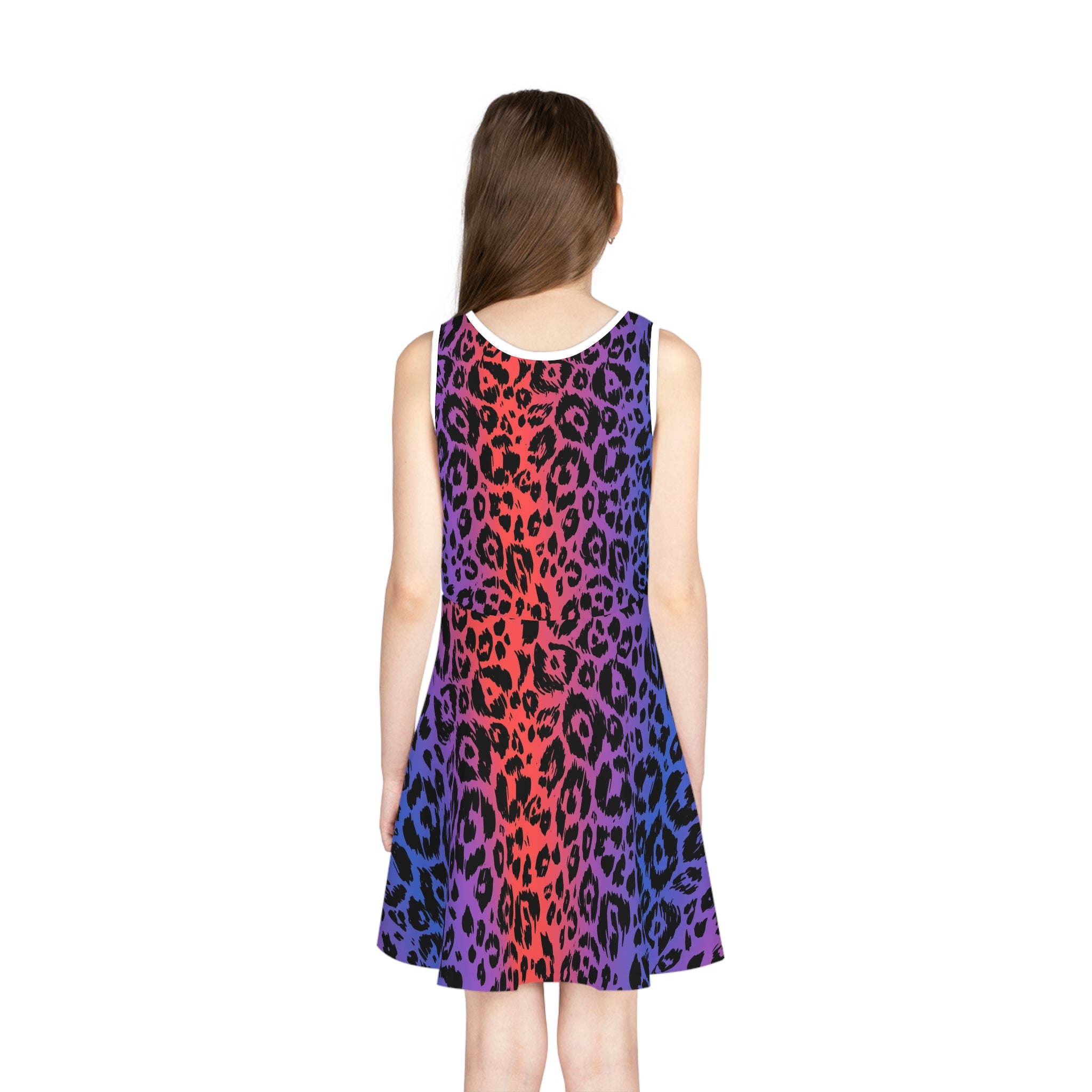 Girls' Leopard Print Sundress — Rainbow Ombre Twirl Dress