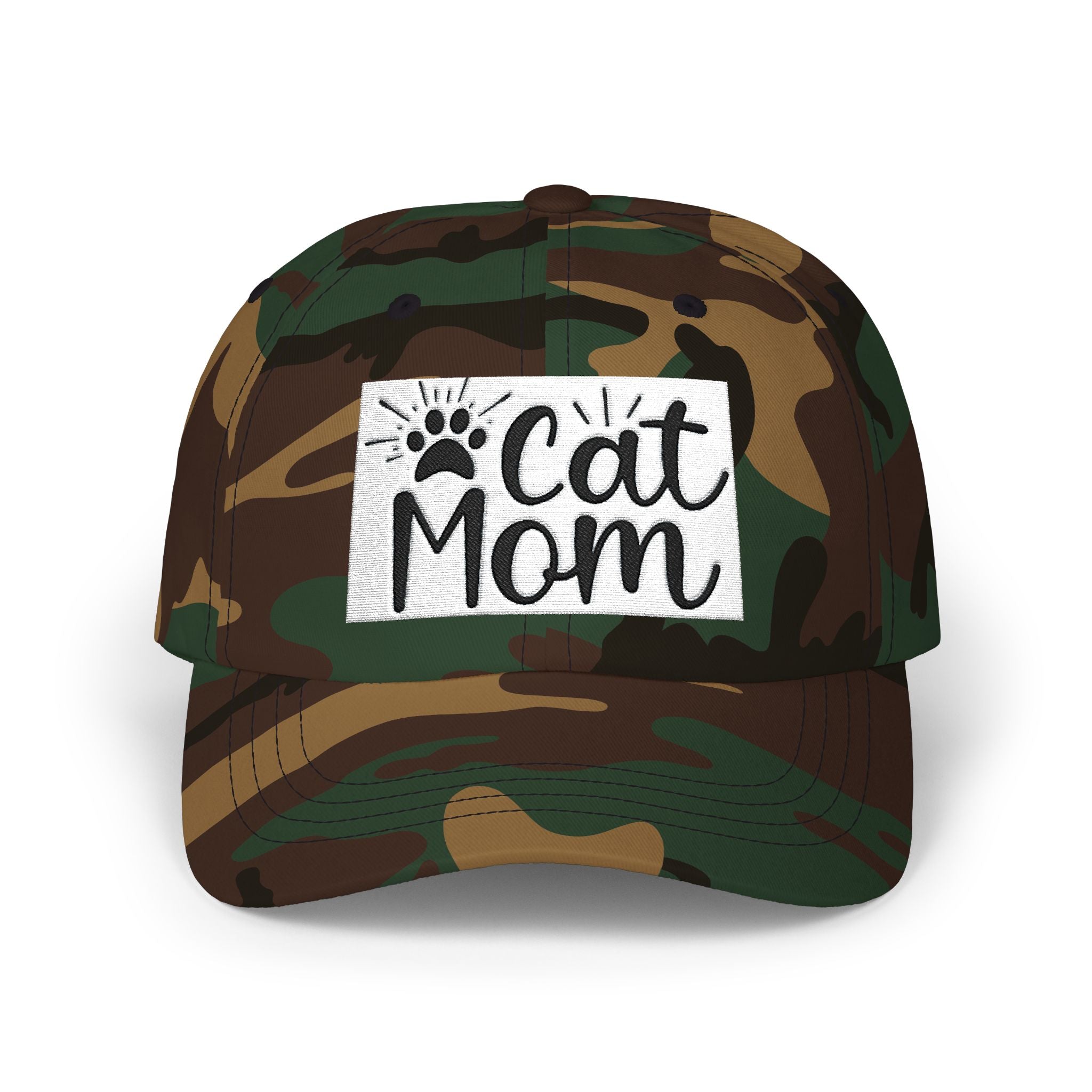 Cat Mom Dad Cap – White Embroidered Cat Mom Baseball Hat