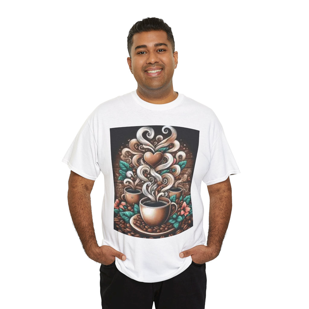Coffee Cup T-Shirt — Whimsical Steaming Heart Coffee Design