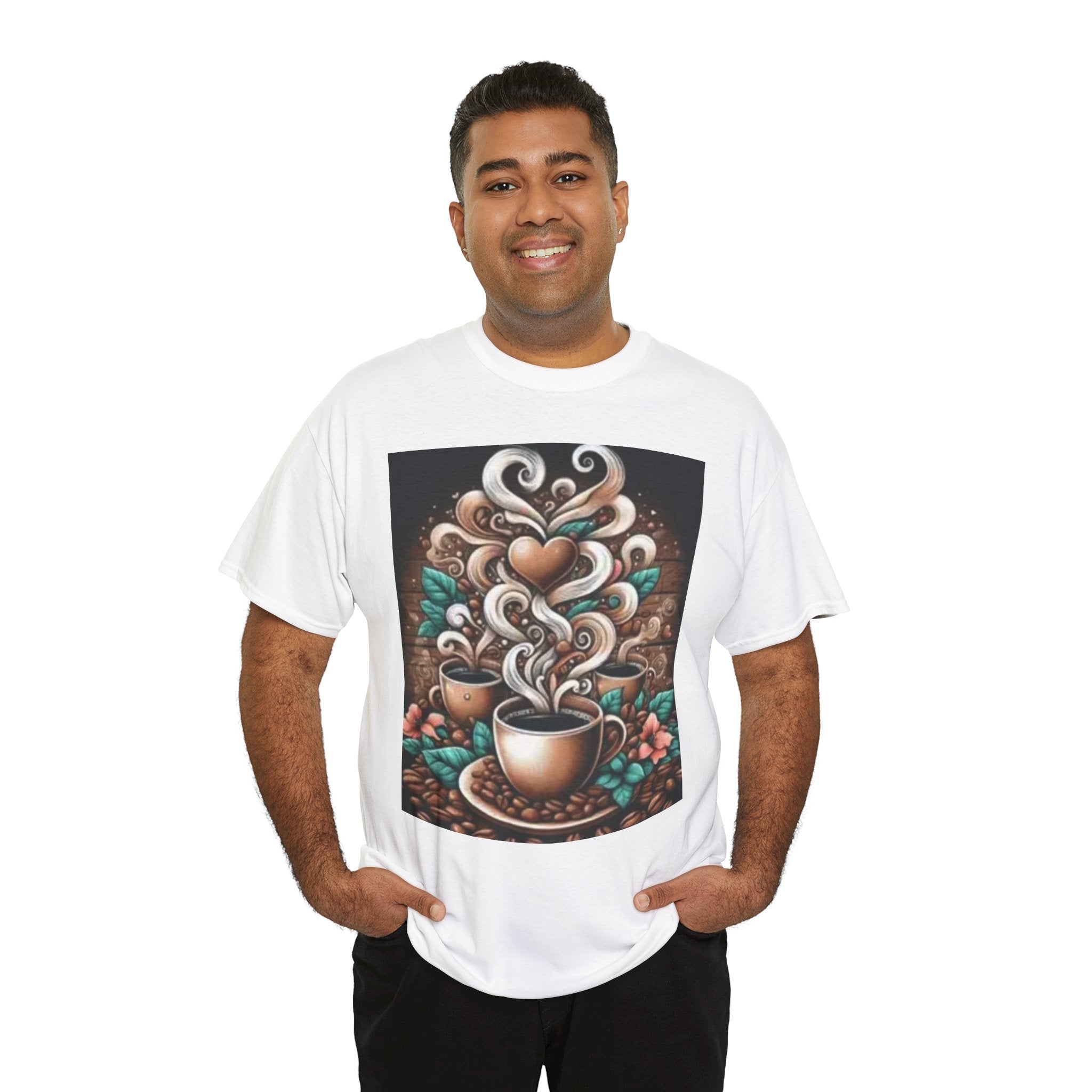 Coffee Cup T-Shirt — Whimsical Steaming Heart Coffee Design
