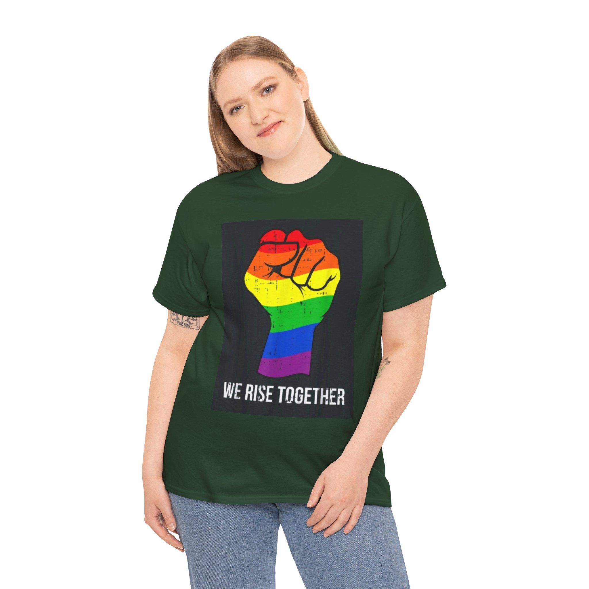 We Rise Together Rainbow Fist T-Shirt