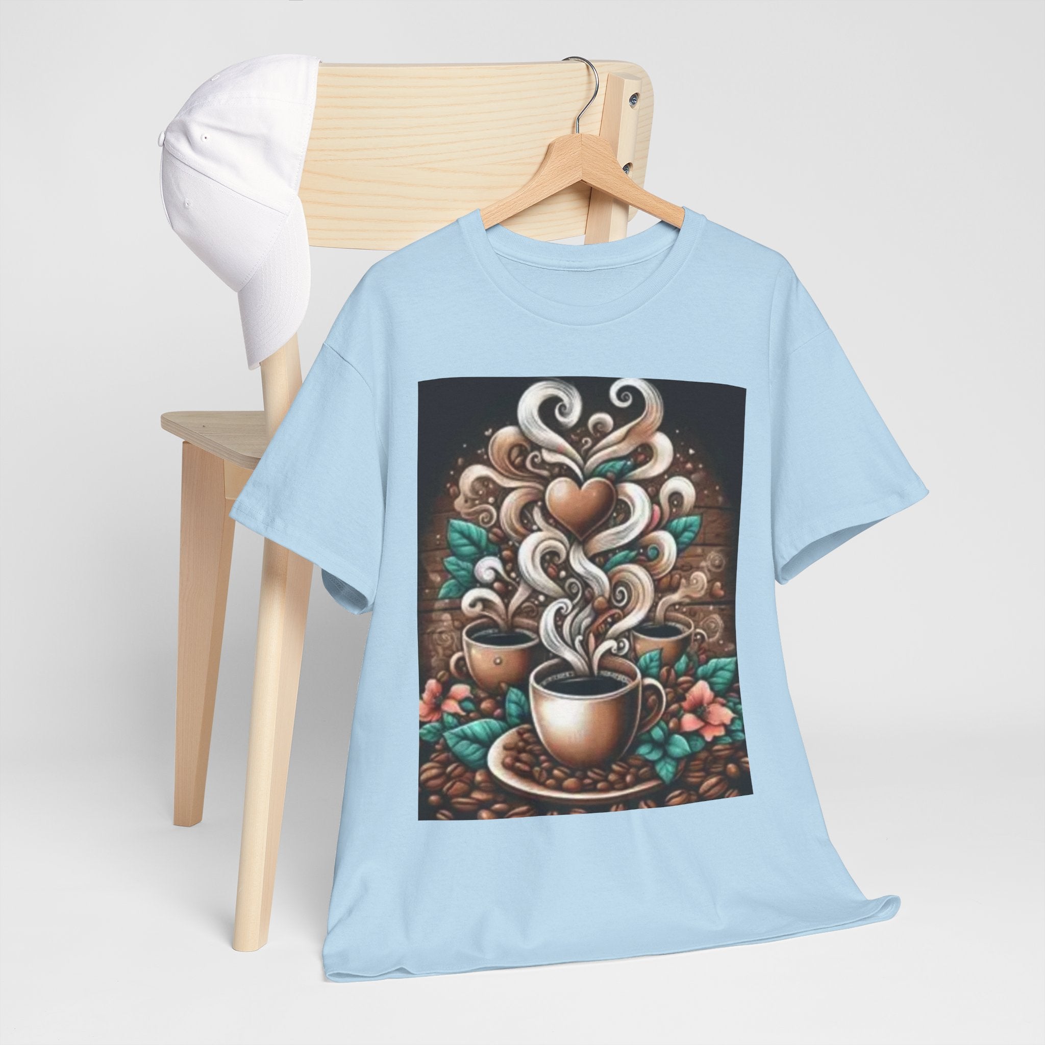 Coffee Cup T-Shirt — Whimsical Steaming Heart Coffee Design