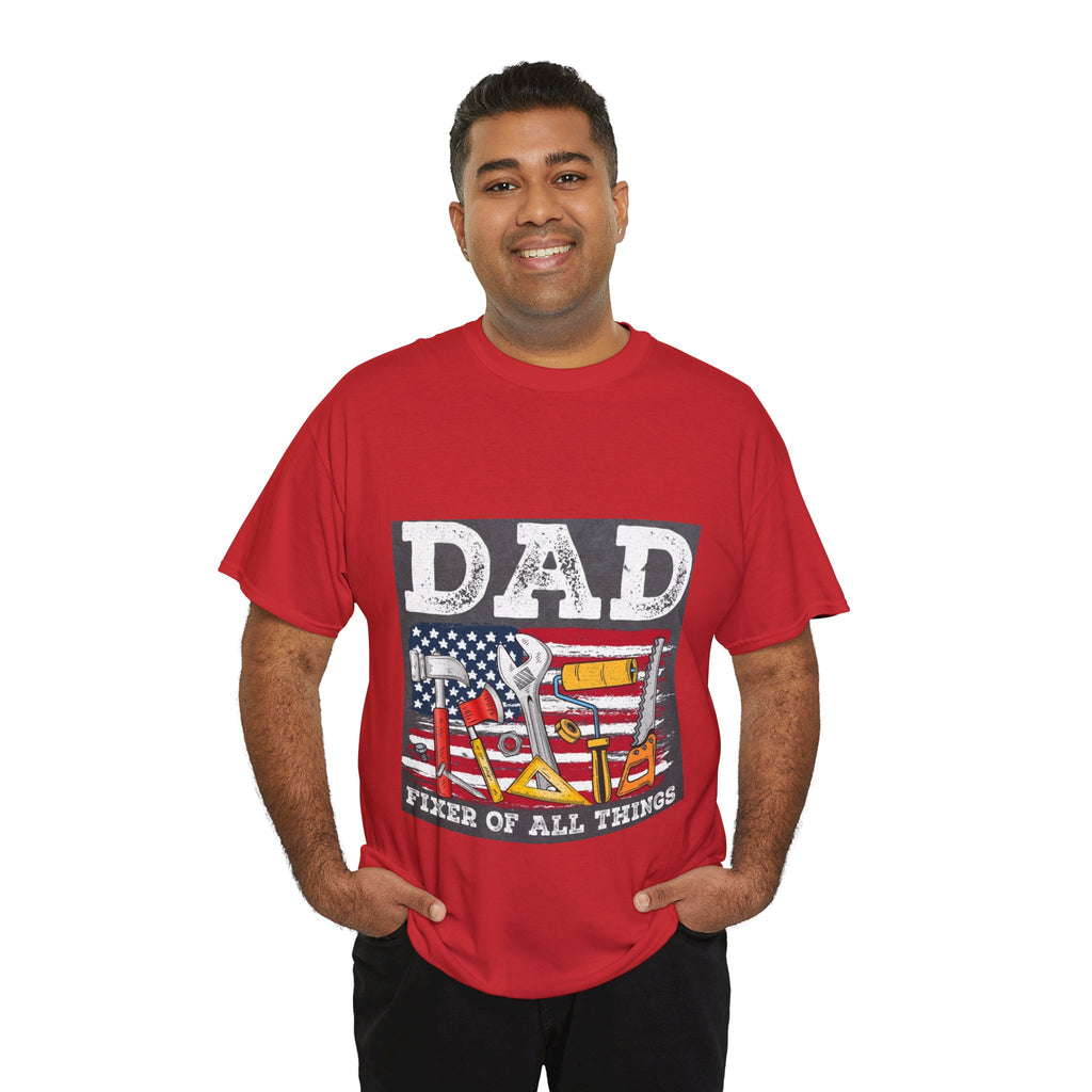 Dad Fixer Of All Things T-Shirt — American Flag Tool Graphic Tee for Fathers