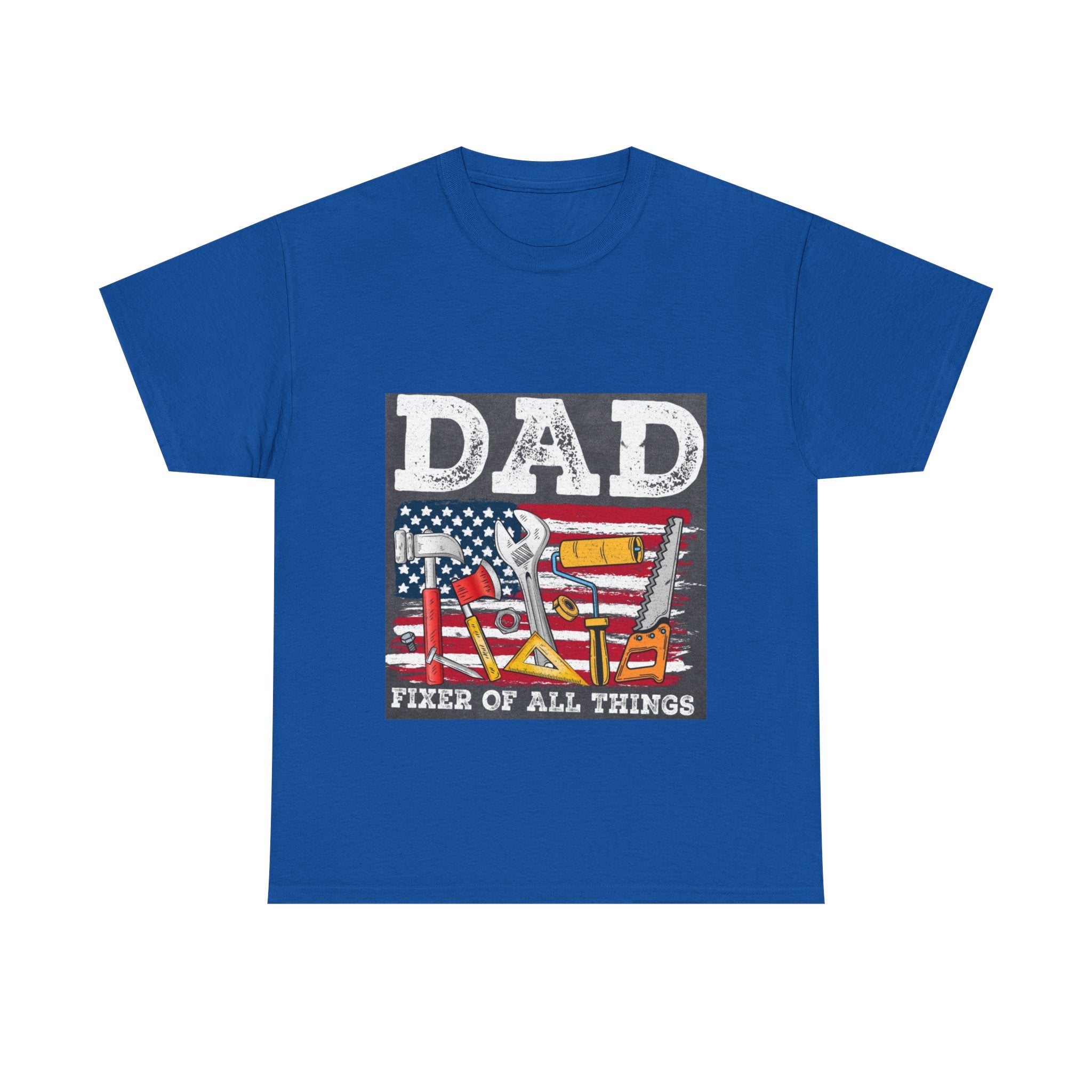 Dad Fixer Of All Things T-Shirt — American Flag Tool Graphic Tee for Fathers