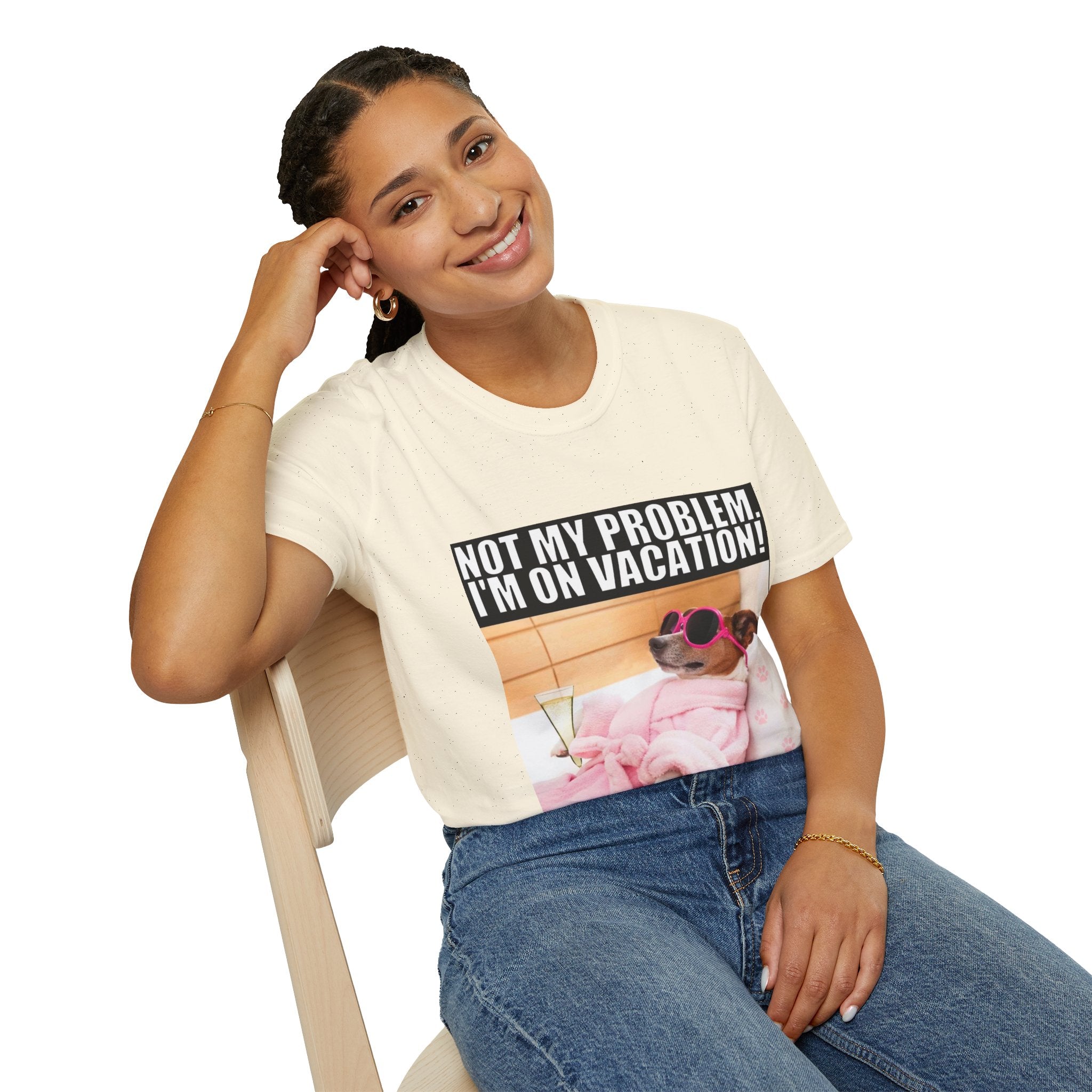 Vacation Vibes T-Shirt — "Not My Problem, I'm On Vacation" Relaxed Dog Graphic Tee