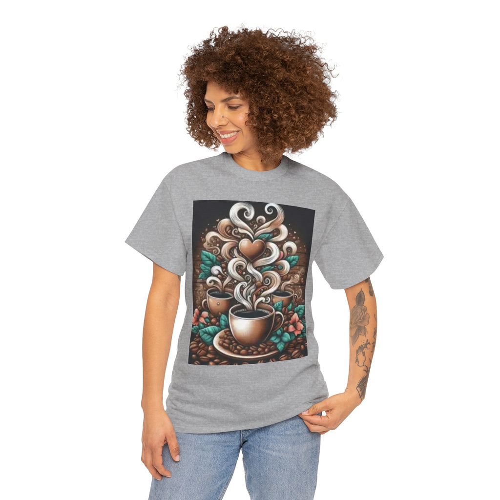 Coffee Cup T-Shirt — Whimsical Steaming Heart Coffee Design