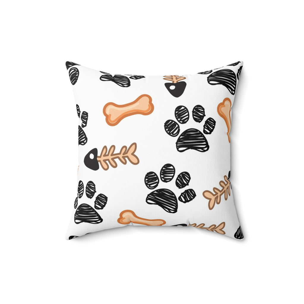 Dog Paw & Bones Decorative Throw Pillow — Pet Lover