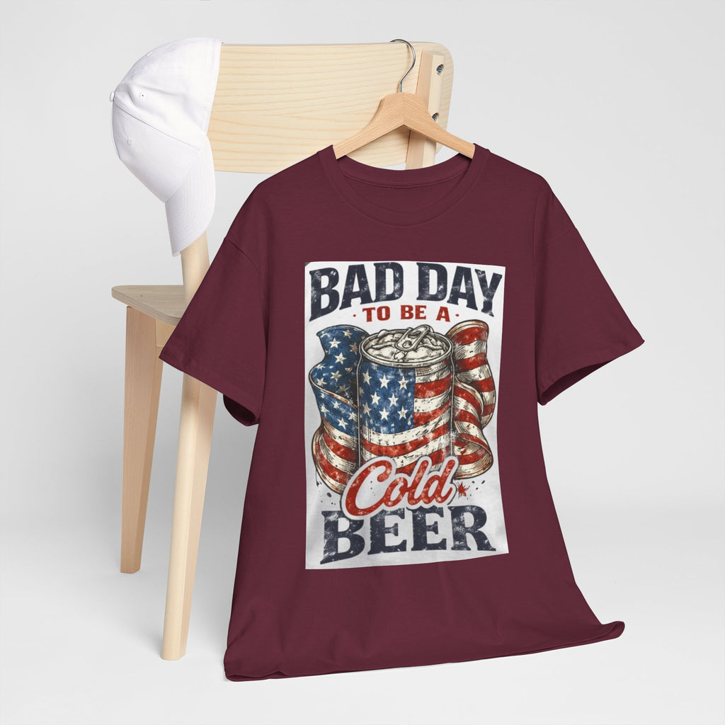 Bad Day to Be a Cold Beer T-Shirt — American Flag Beer Can Graphic Tee