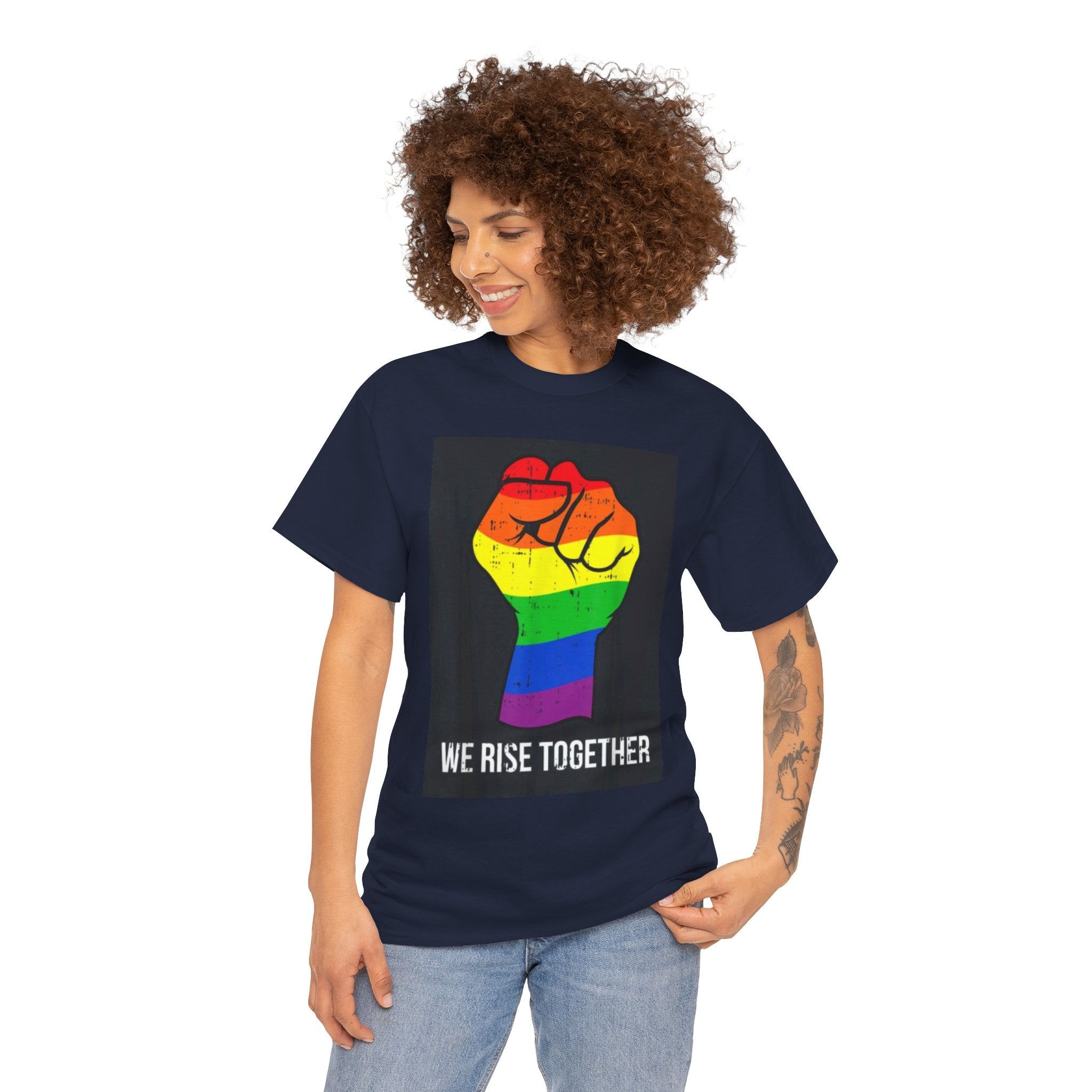 We Rise Together Rainbow Fist T-Shirt