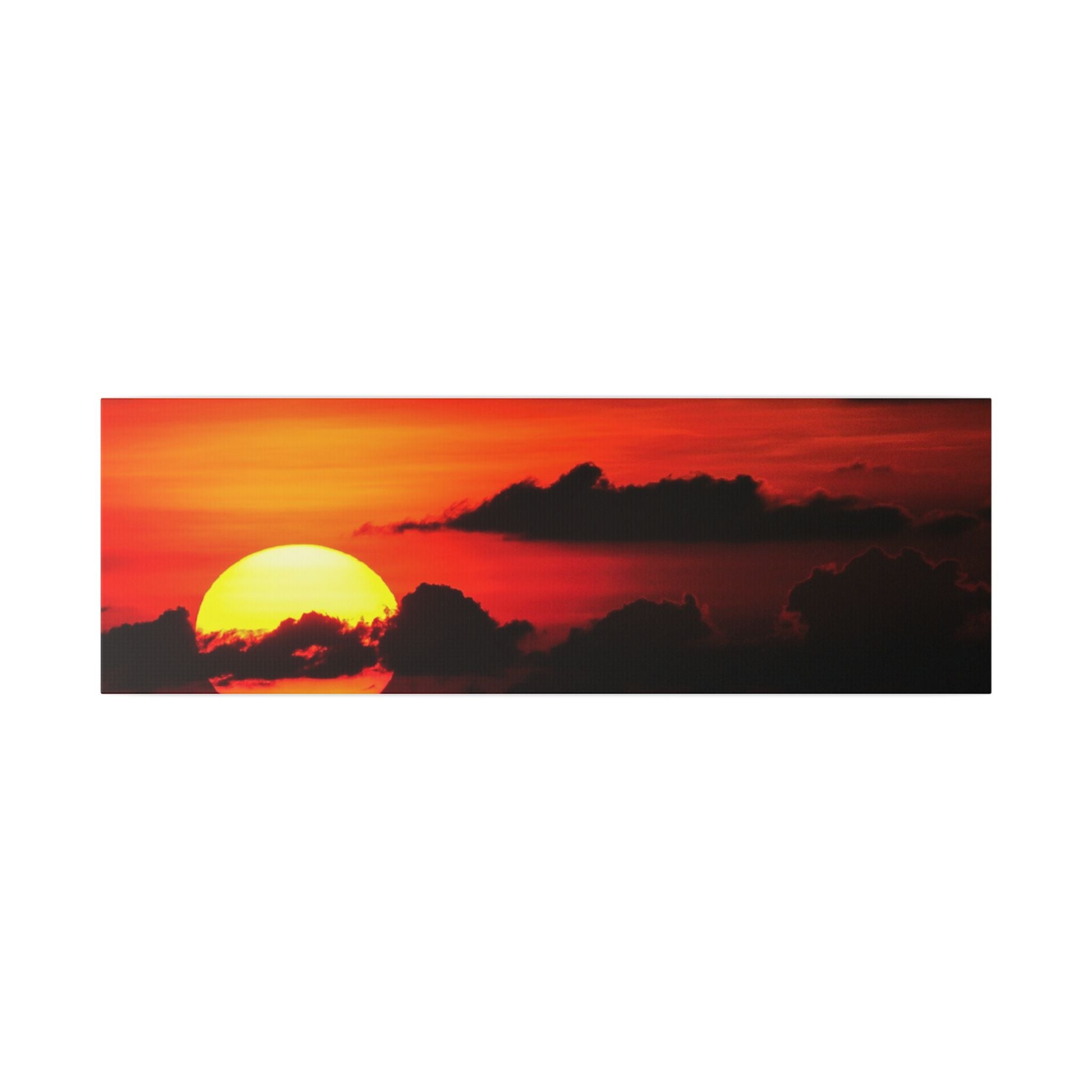 Sunset Ocean Canvas Print — Dramatic Red Sunset Wall Art