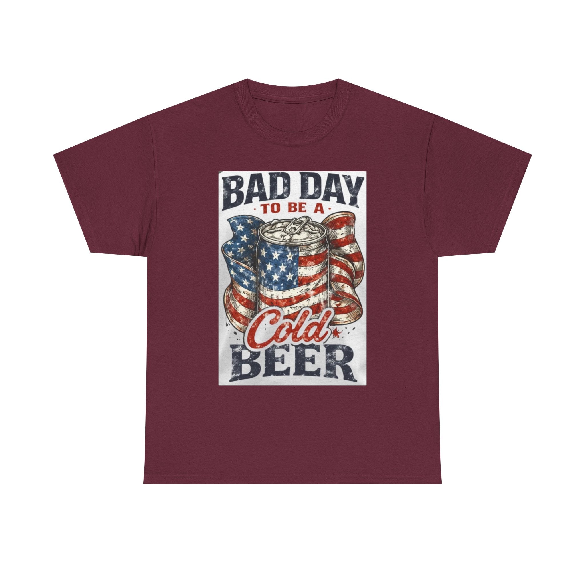 Bad Day to Be a Cold Beer T-Shirt — American Flag Beer Can Graphic Tee