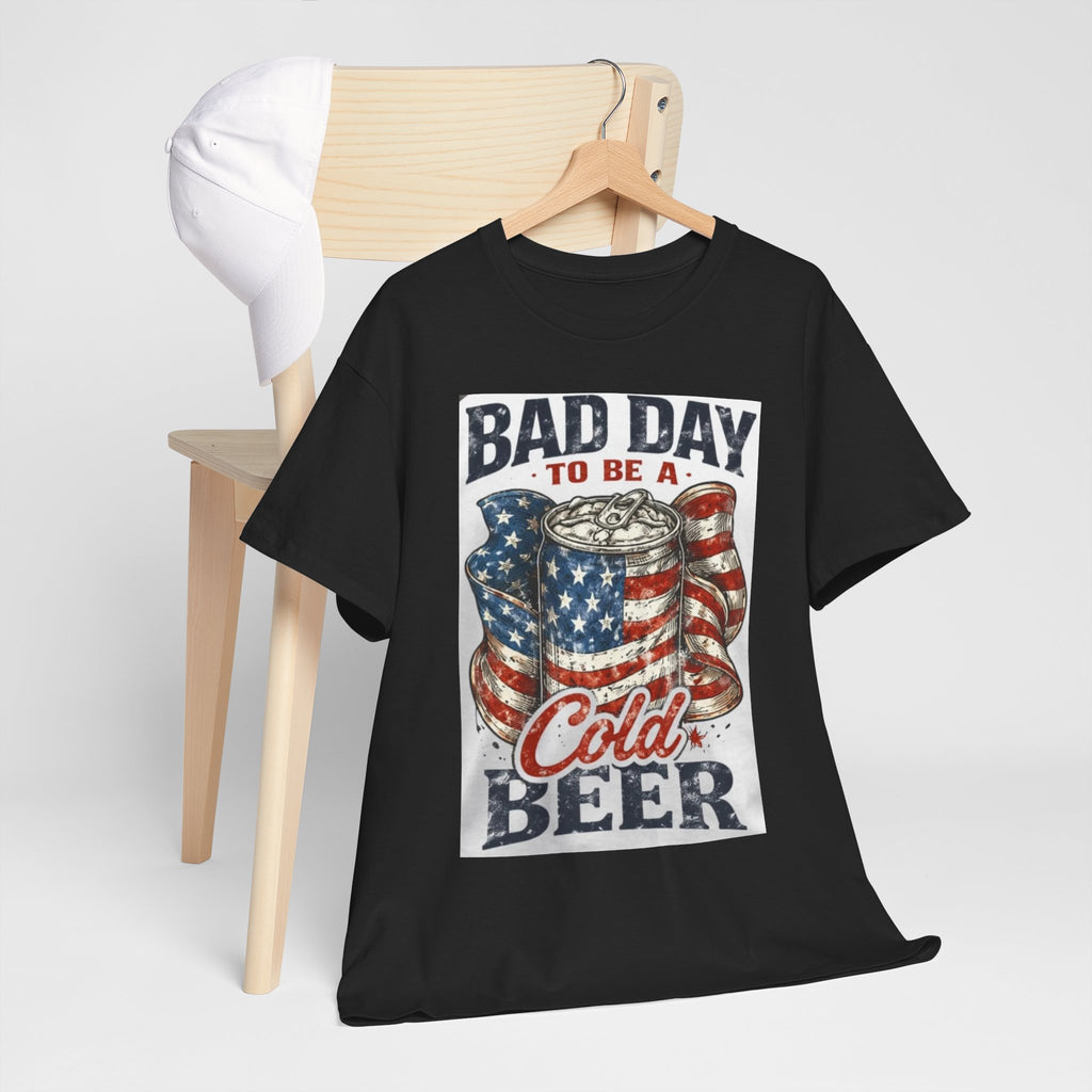 Bad Day to Be a Cold Beer T-Shirt — American Flag Beer Can Graphic Tee