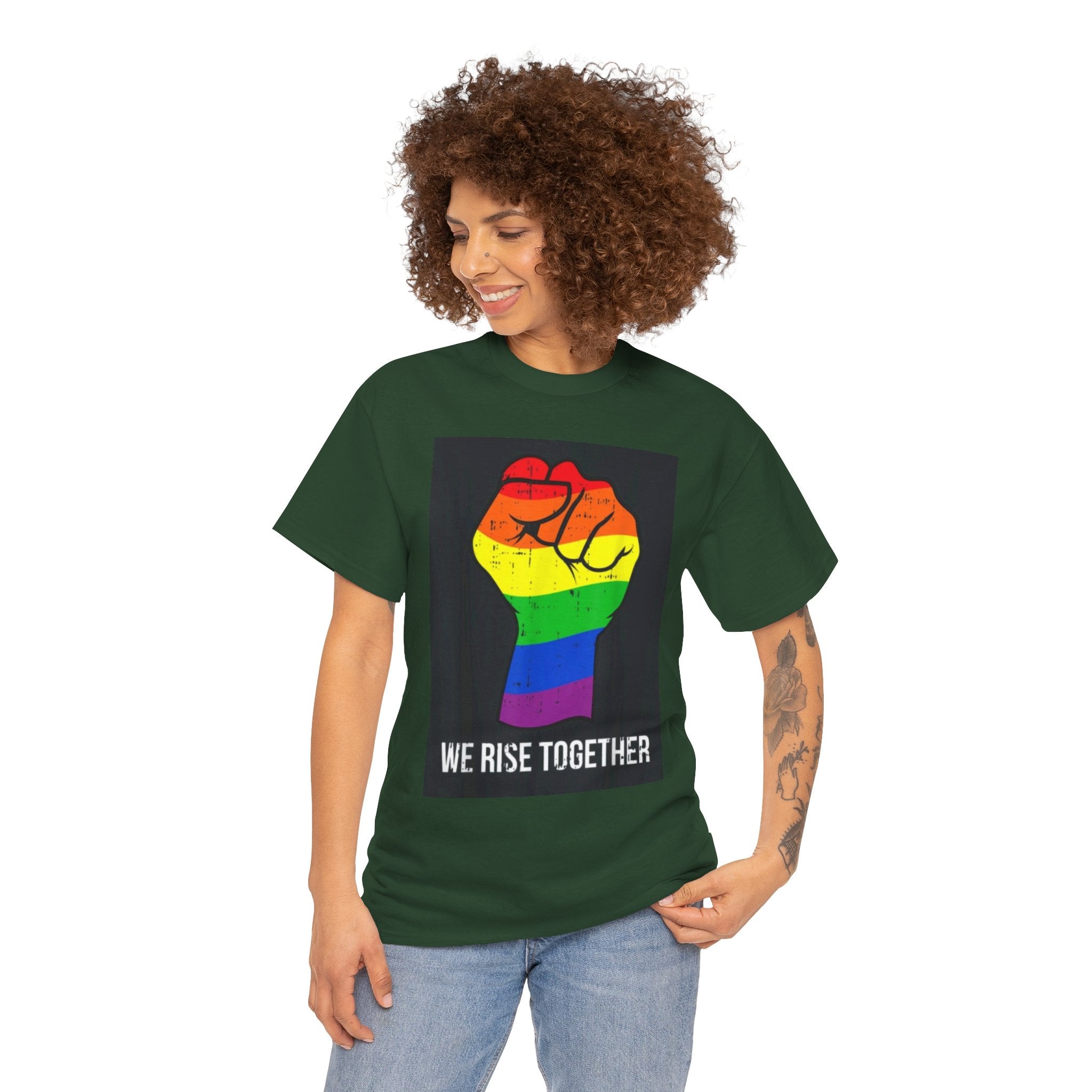 We Rise Together Rainbow Fist T-Shirt
