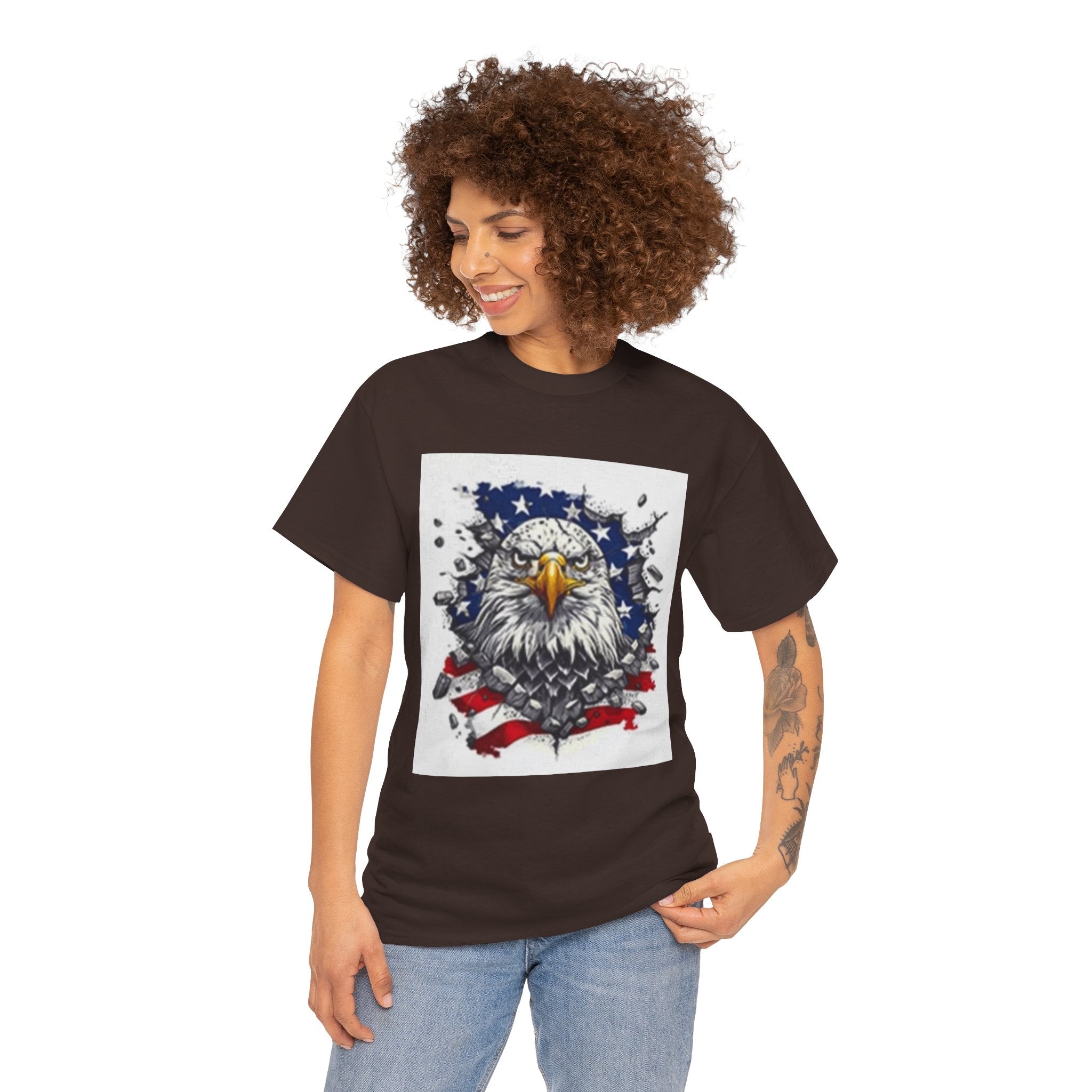 Eagle American Flag T-Shirt — Patriotic Bald Eagle Graphic Tee for 4th of July