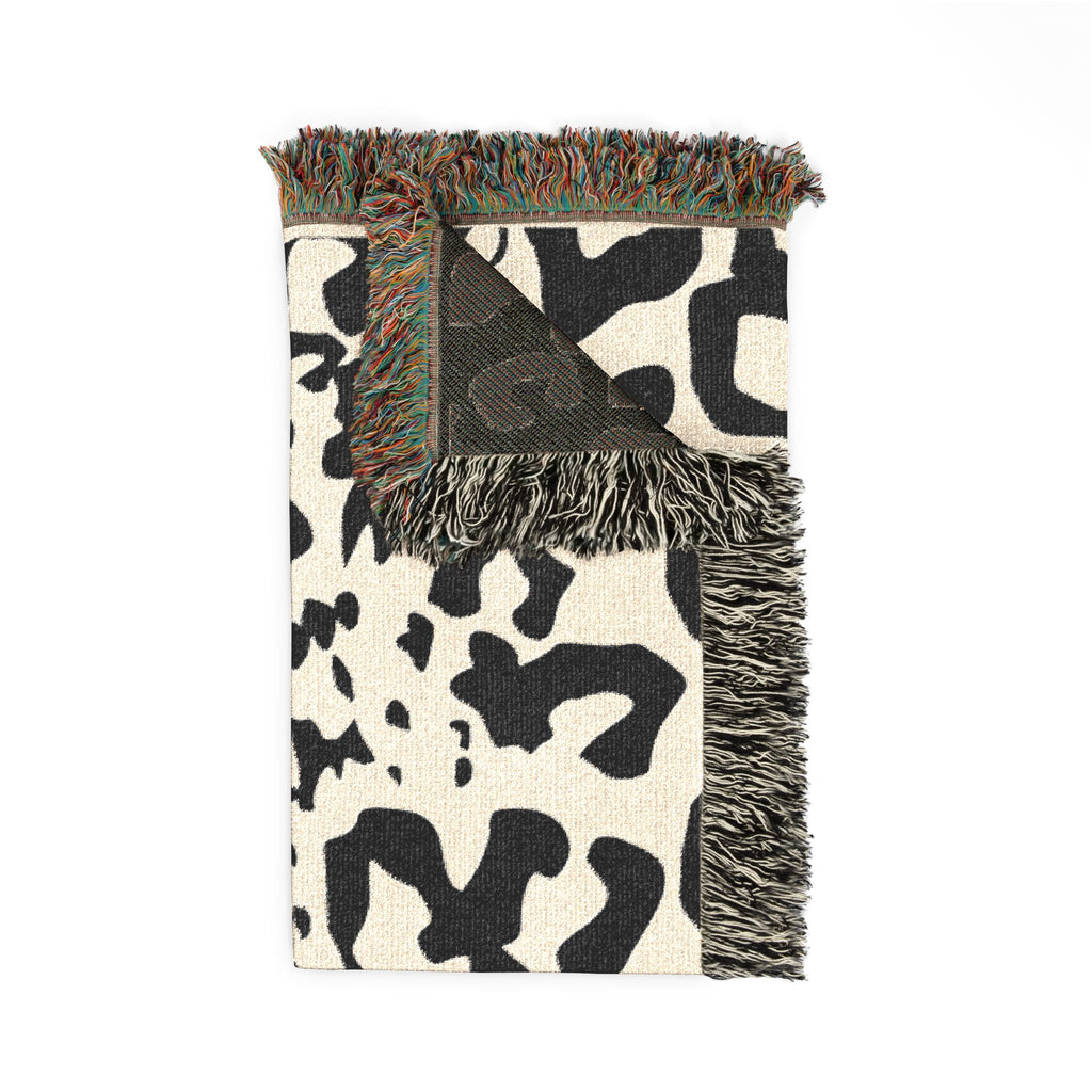 Leopard Print Woven Blanket — Cozy Fringe Throw for Living Room, Bedroom & Travel