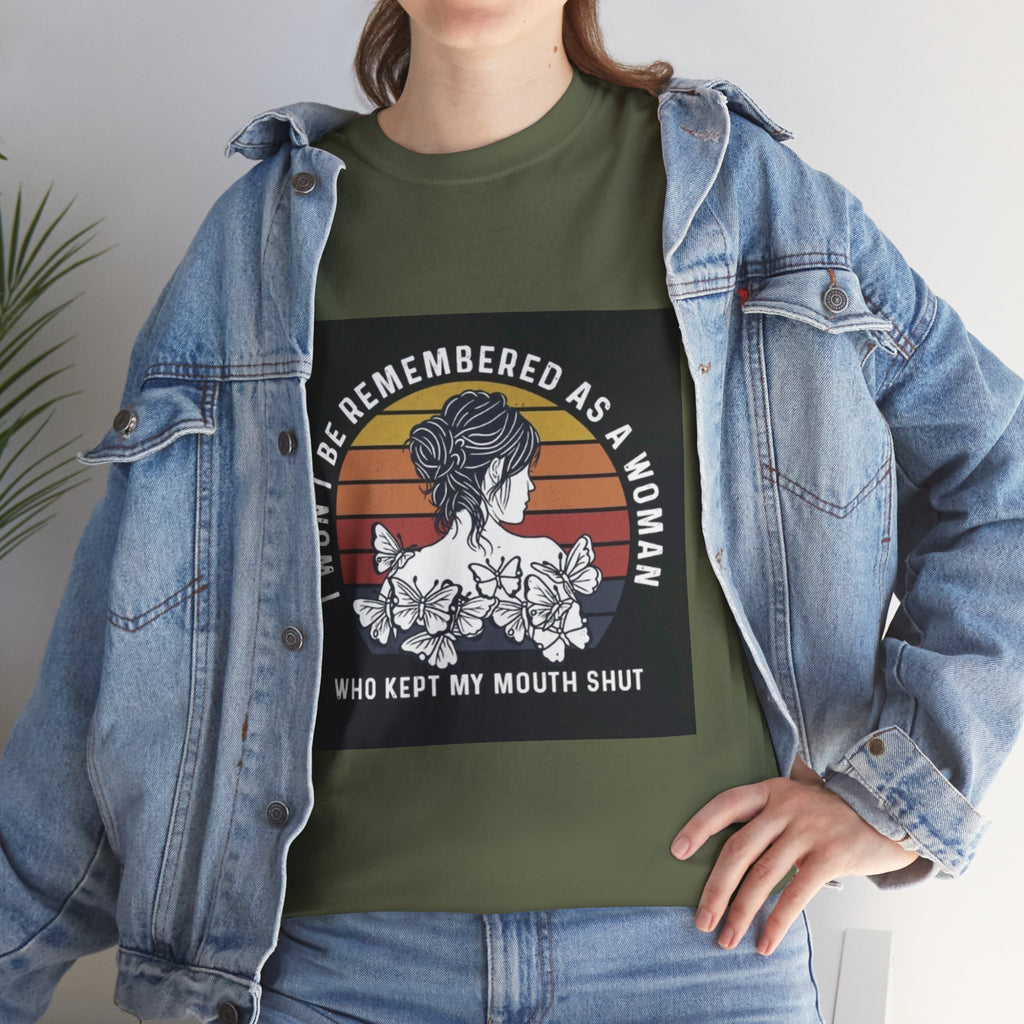 Graphic Tee — "I Won’t Be Remembered As A Woman Who Kept My Mouth Shut" Feminist Retro Floral T-Shirt