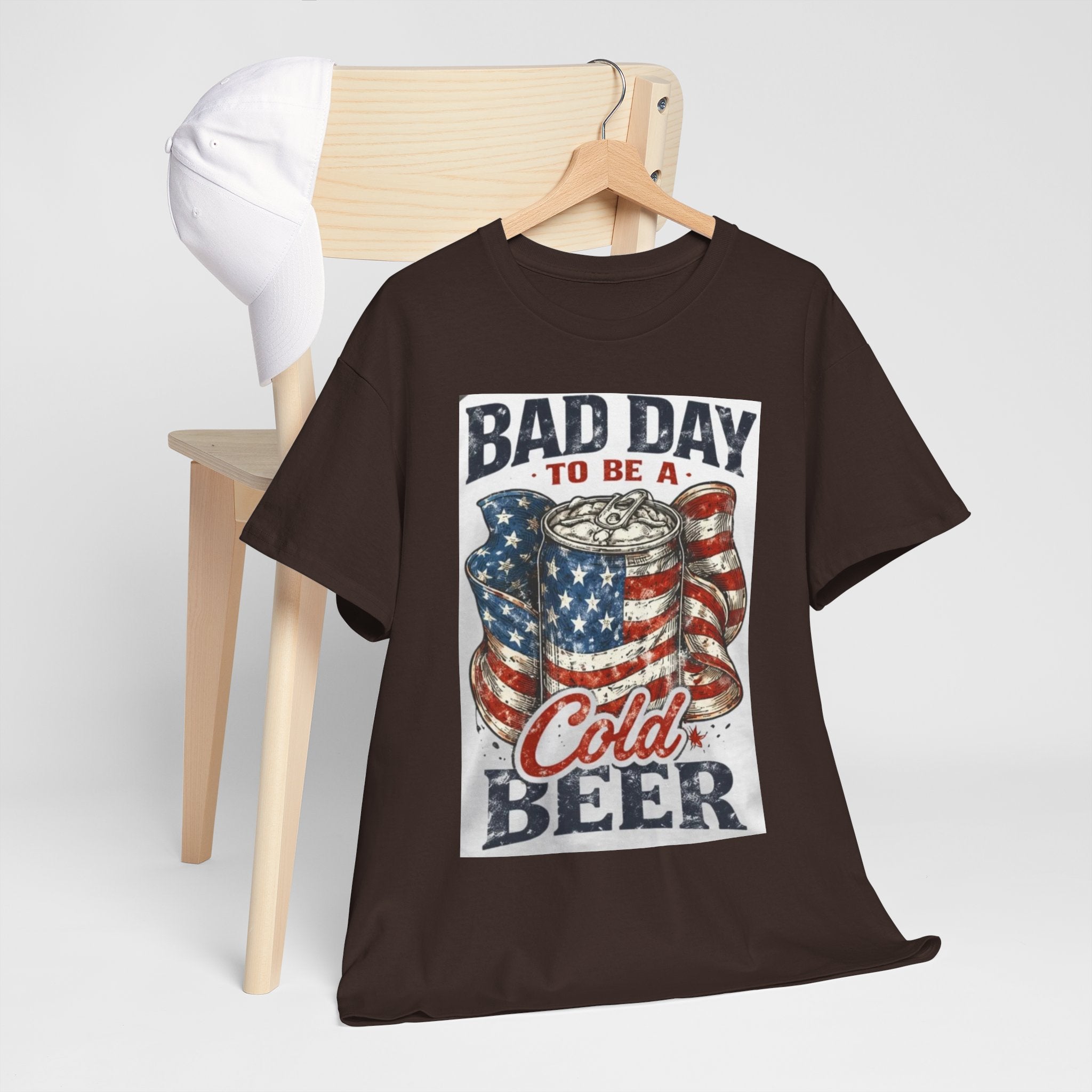 Bad Day to Be a Cold Beer T-Shirt — American Flag Beer Can Graphic Tee