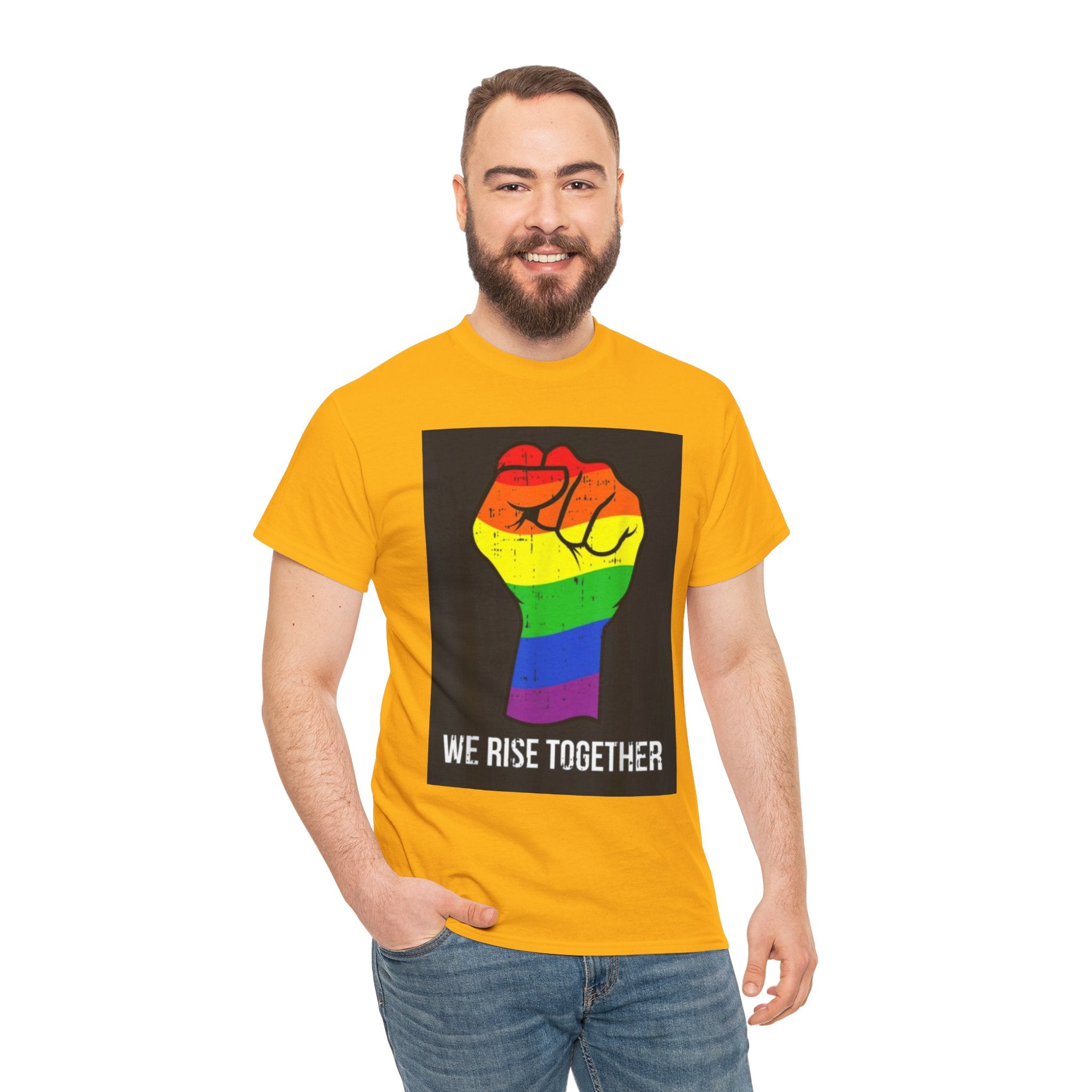 We Rise Together Rainbow Fist T-Shirt