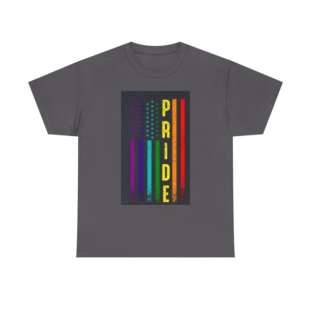 Pride Rainbow Flag Tee — Vertical "PRIDE" Graphic T-Shirt