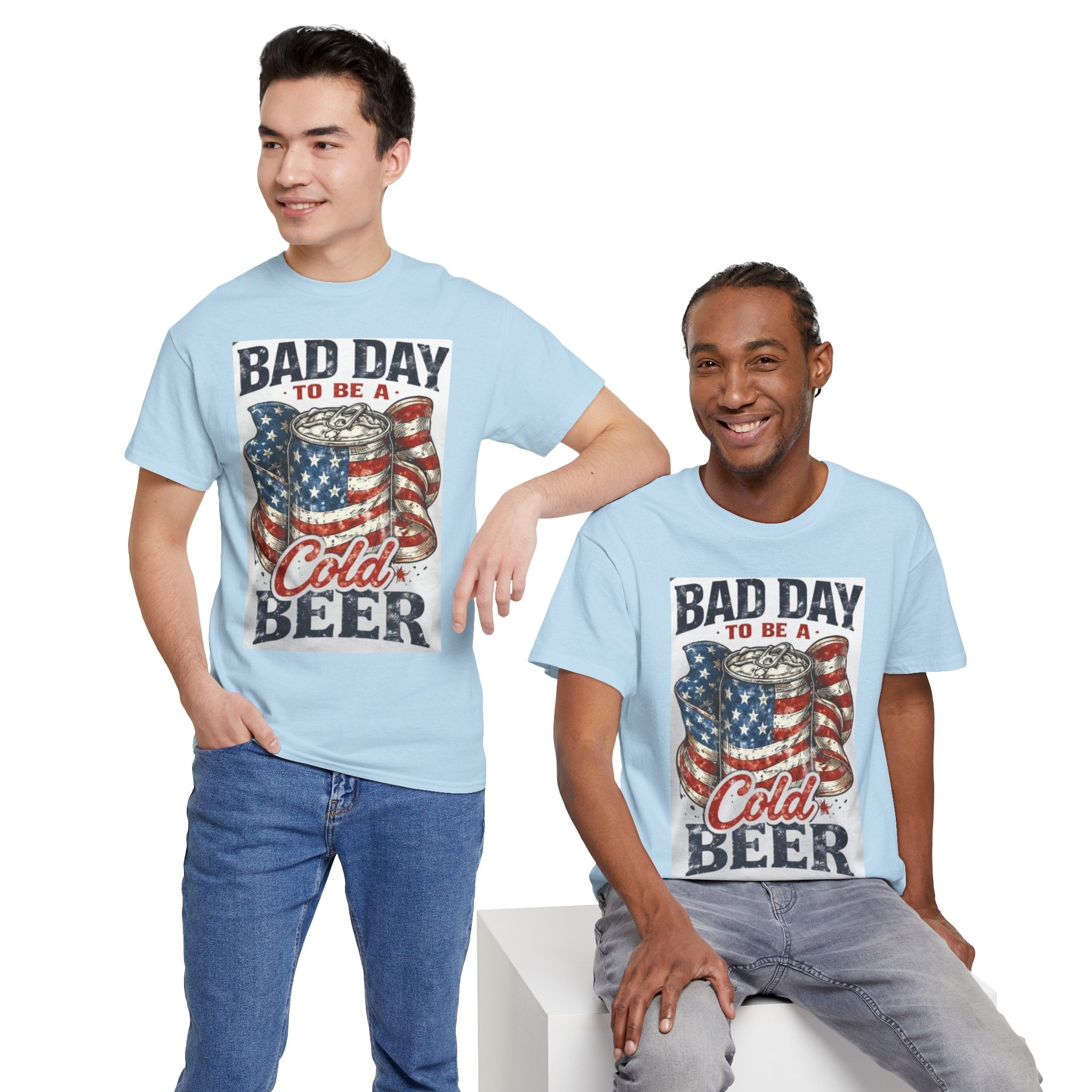 Bad Day to Be a Cold Beer T-Shirt — American Flag Beer Can Graphic Tee