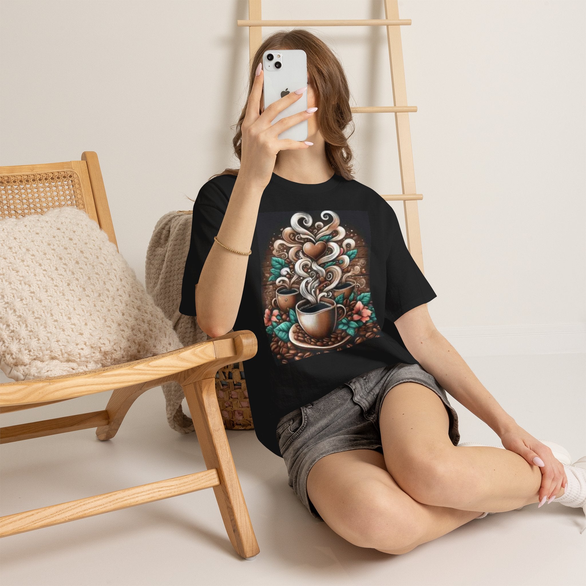 Coffee Cup T-Shirt — Whimsical Steaming Heart Coffee Design