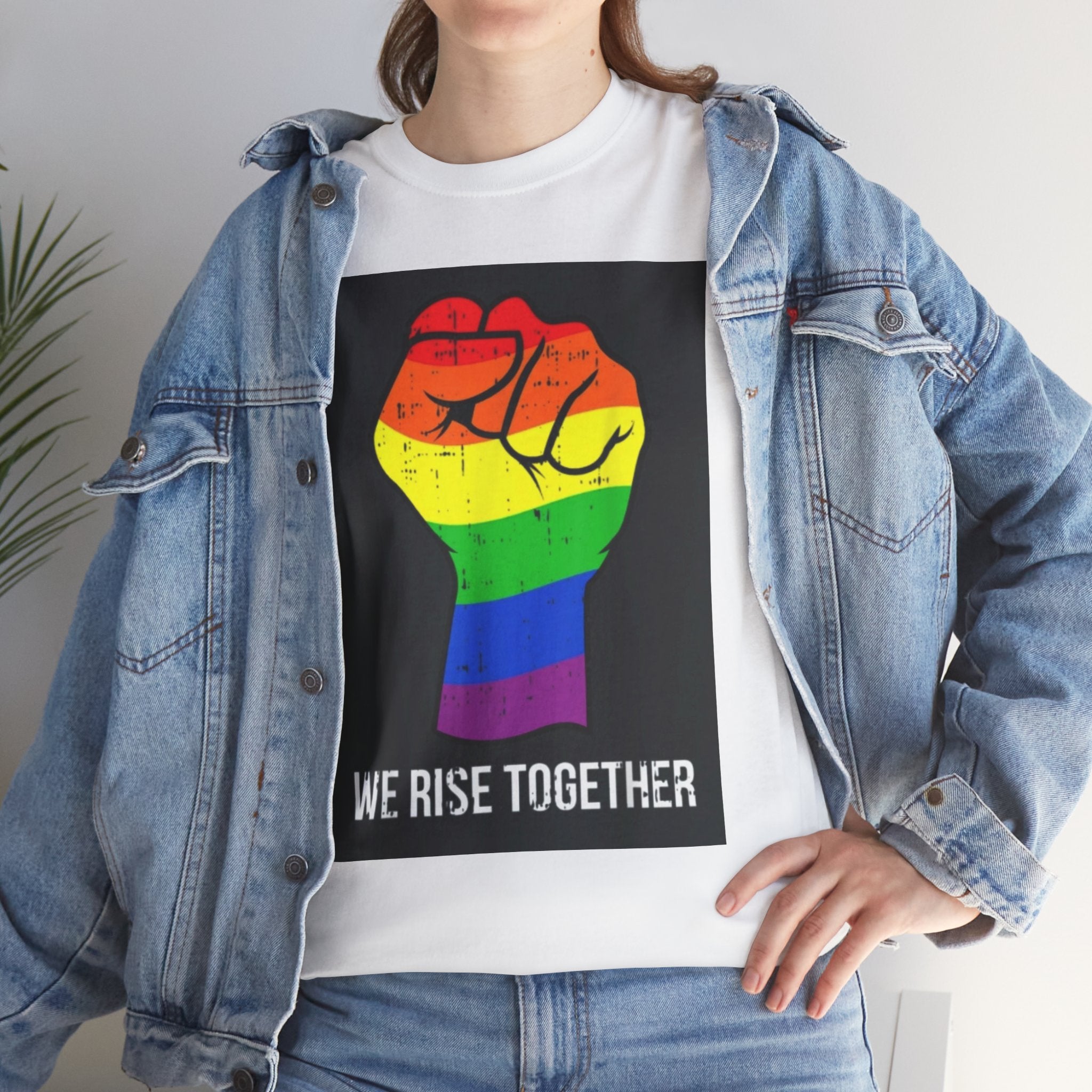 We Rise Together Rainbow Fist T-Shirt