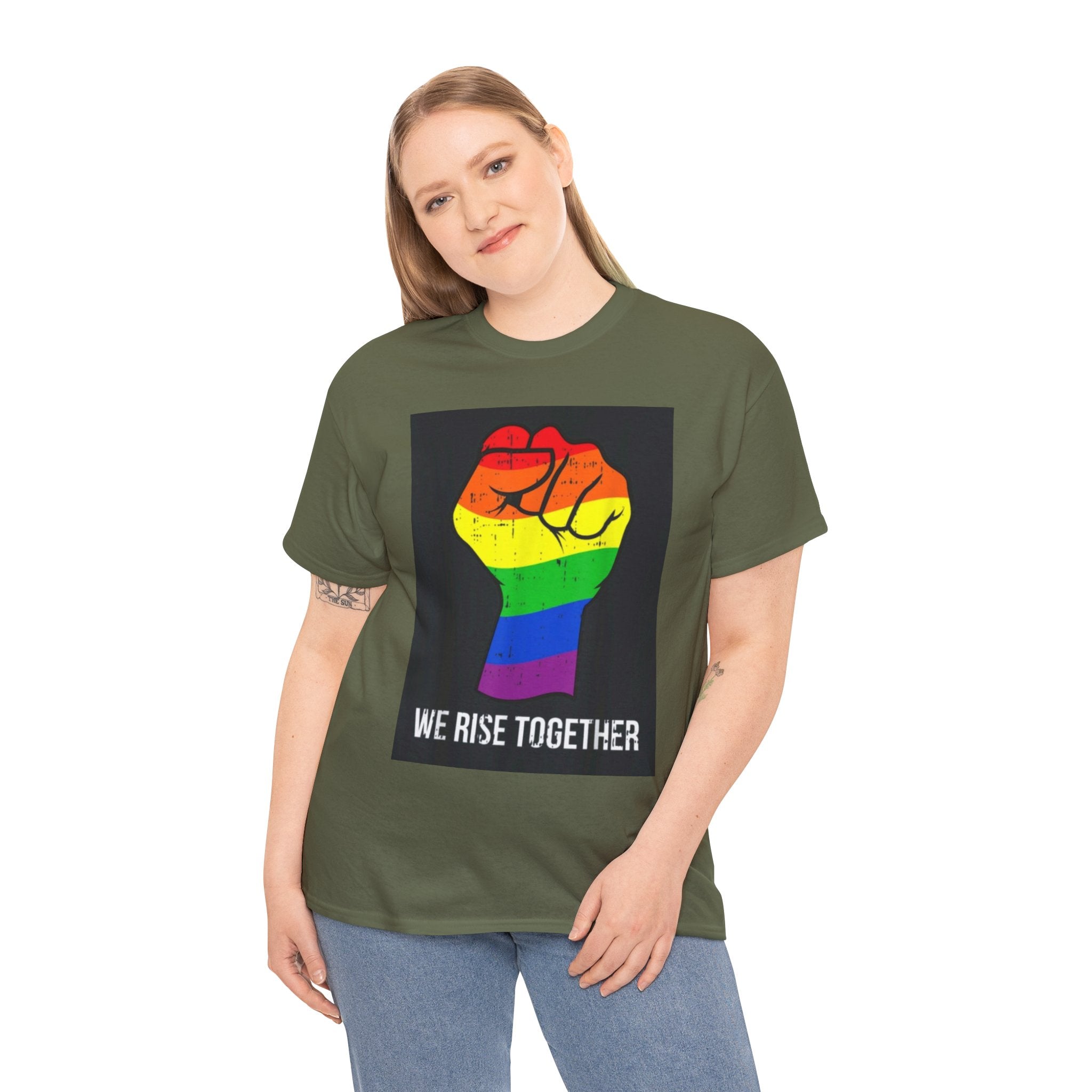 We Rise Together Rainbow Fist T-Shirt