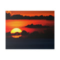 Sunset Ocean Canvas Print — Dramatic Red Sunset Wall Art