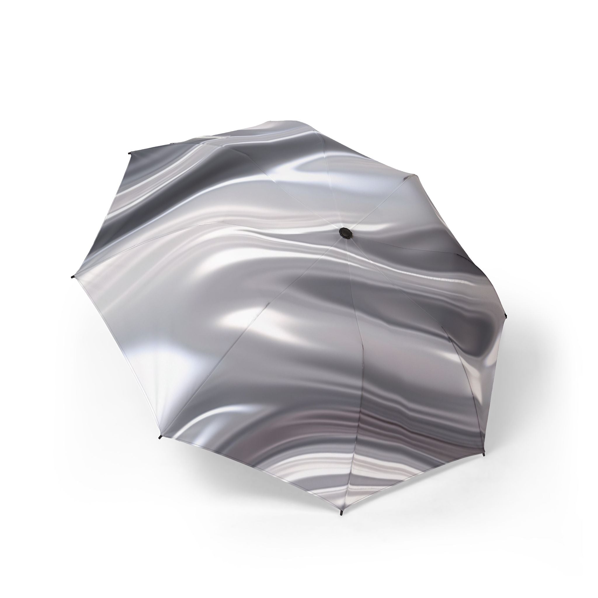Silver Marble Foldable Umbrella — Compact Semi-Automatic Rain Shield
