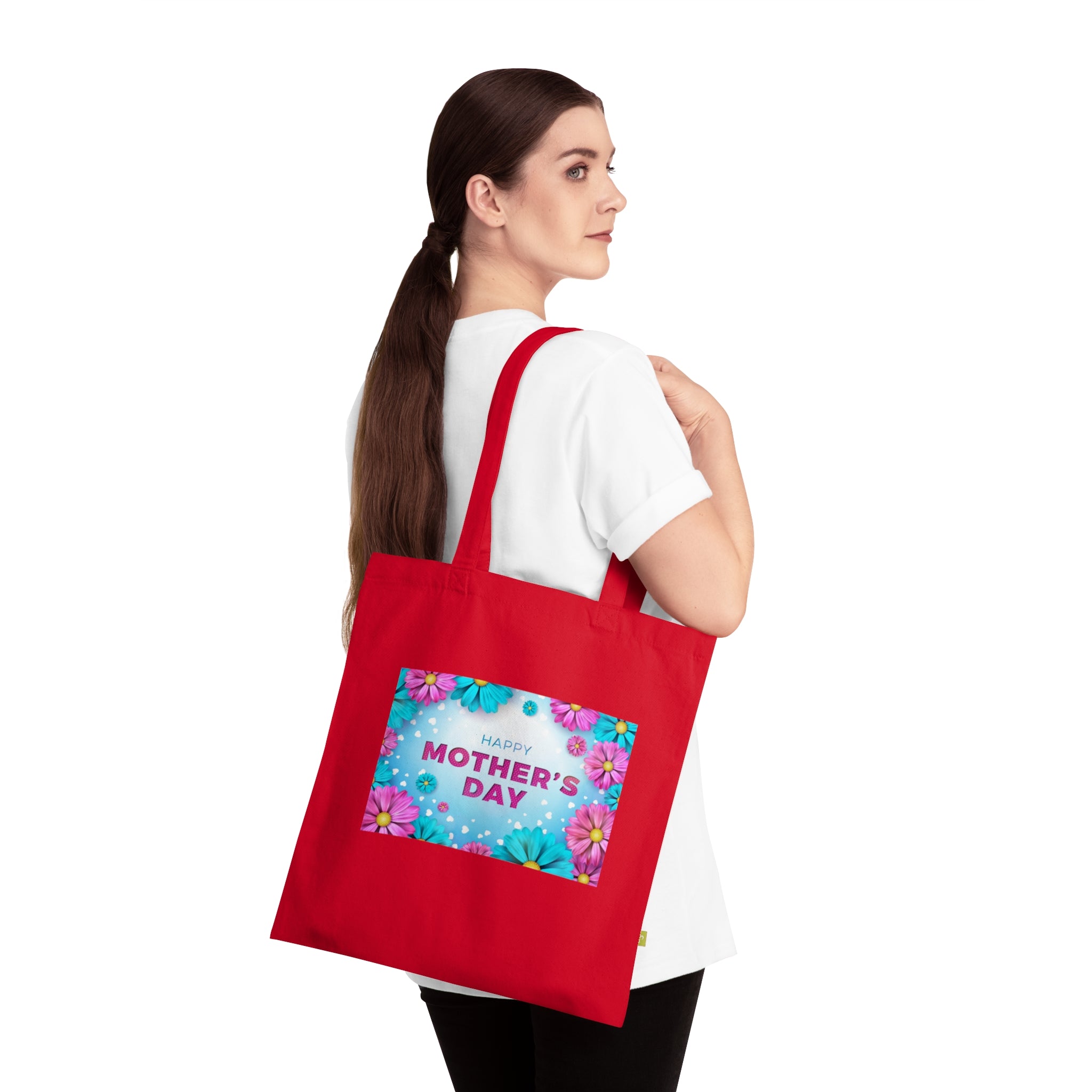 Mother's Day Floral Tote Bag – 'Happy Mother's Day' Organic Cotton Gift Tote