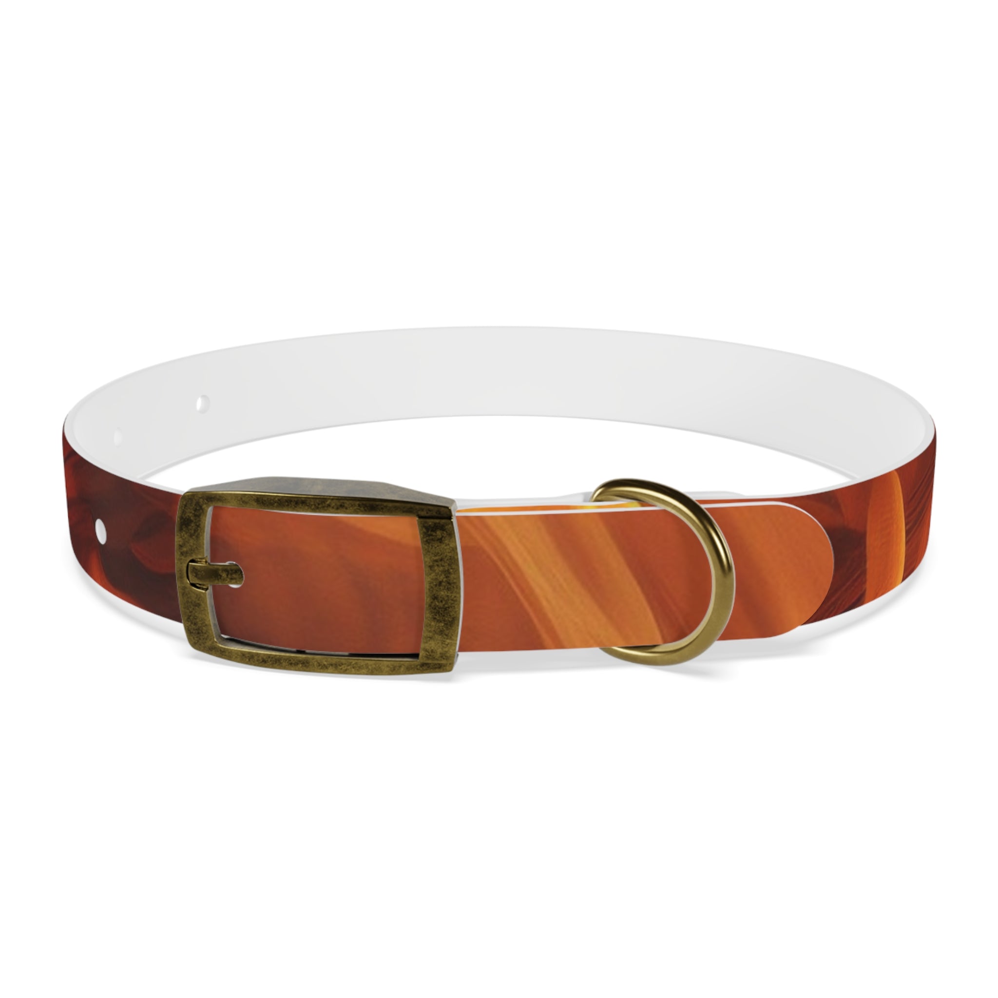Amber Swirl Dog Collar — Warm Brown Abstract Pattern