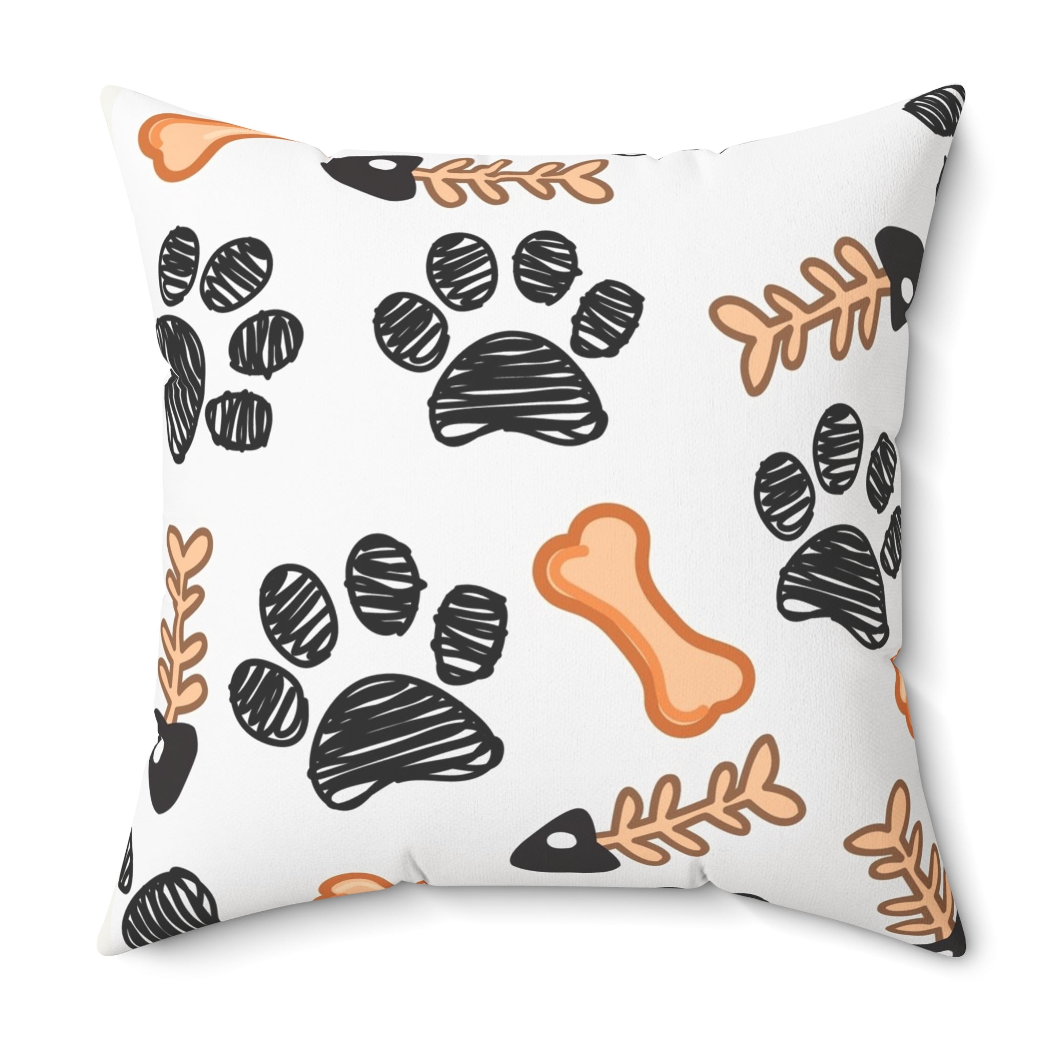 Dog Paw & Bones Decorative Throw Pillow — Pet Lover