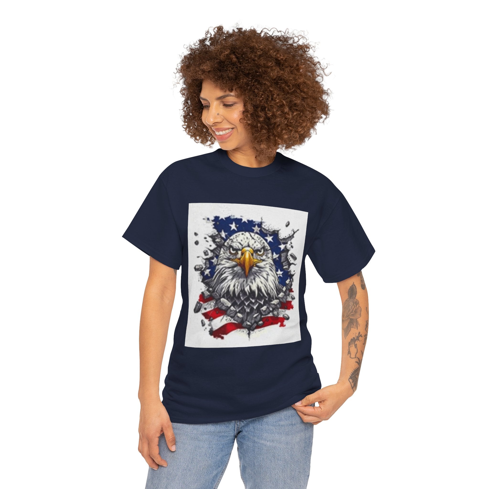 Eagle American Flag T-Shirt — Patriotic Bald Eagle Graphic Tee for 4th of July