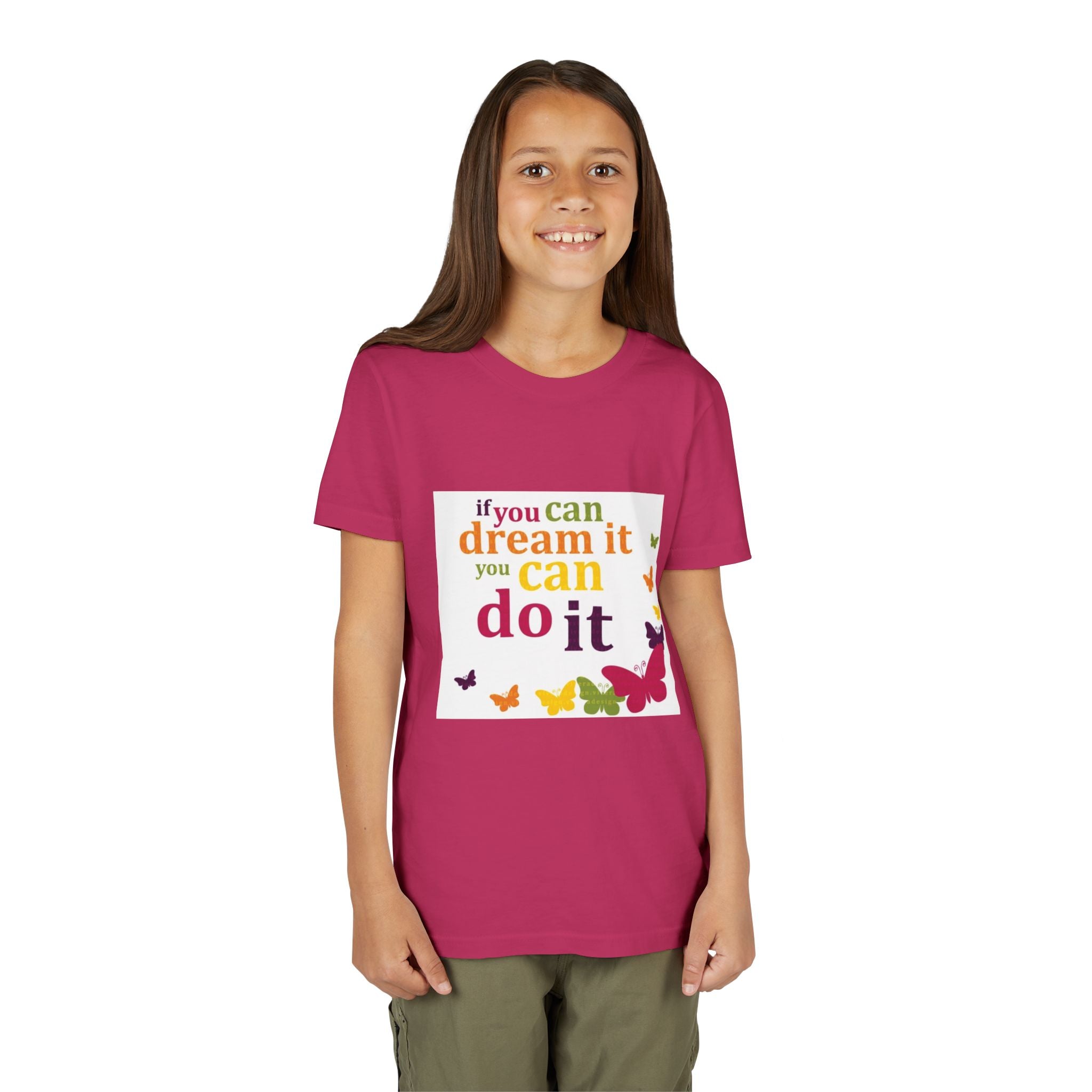 Youth Tee – "If You Can Dream It You Can Do It" Colorful Butterfly Inspirational Shirt