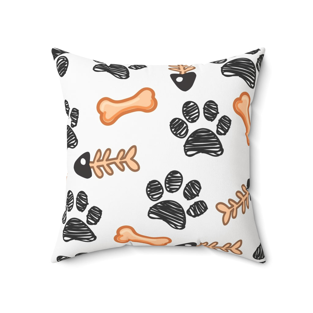 Dog Paw & Bones Decorative Throw Pillow — Pet Lover