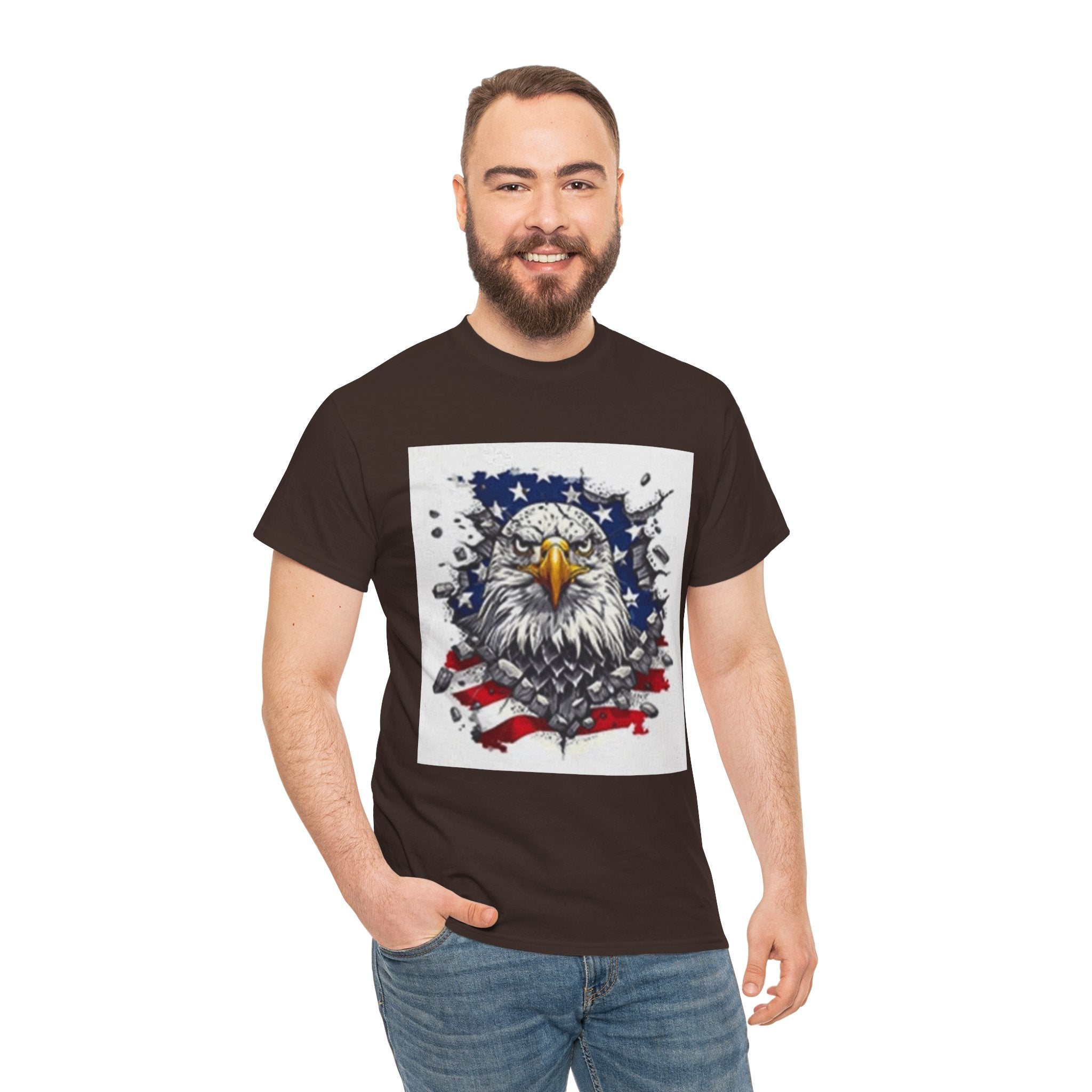 Eagle American Flag T-Shirt — Patriotic Bald Eagle Graphic Tee for 4th of July