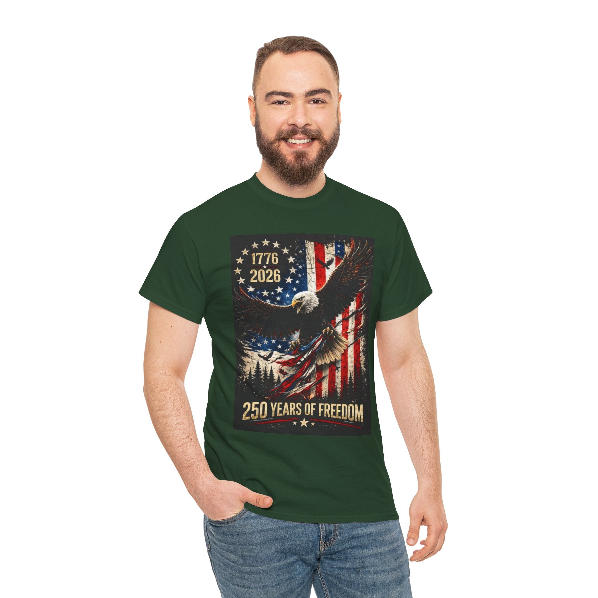 Patriotic Tee — 1776–2026 Bald Eagle "250 Years of Freedom" Shirt