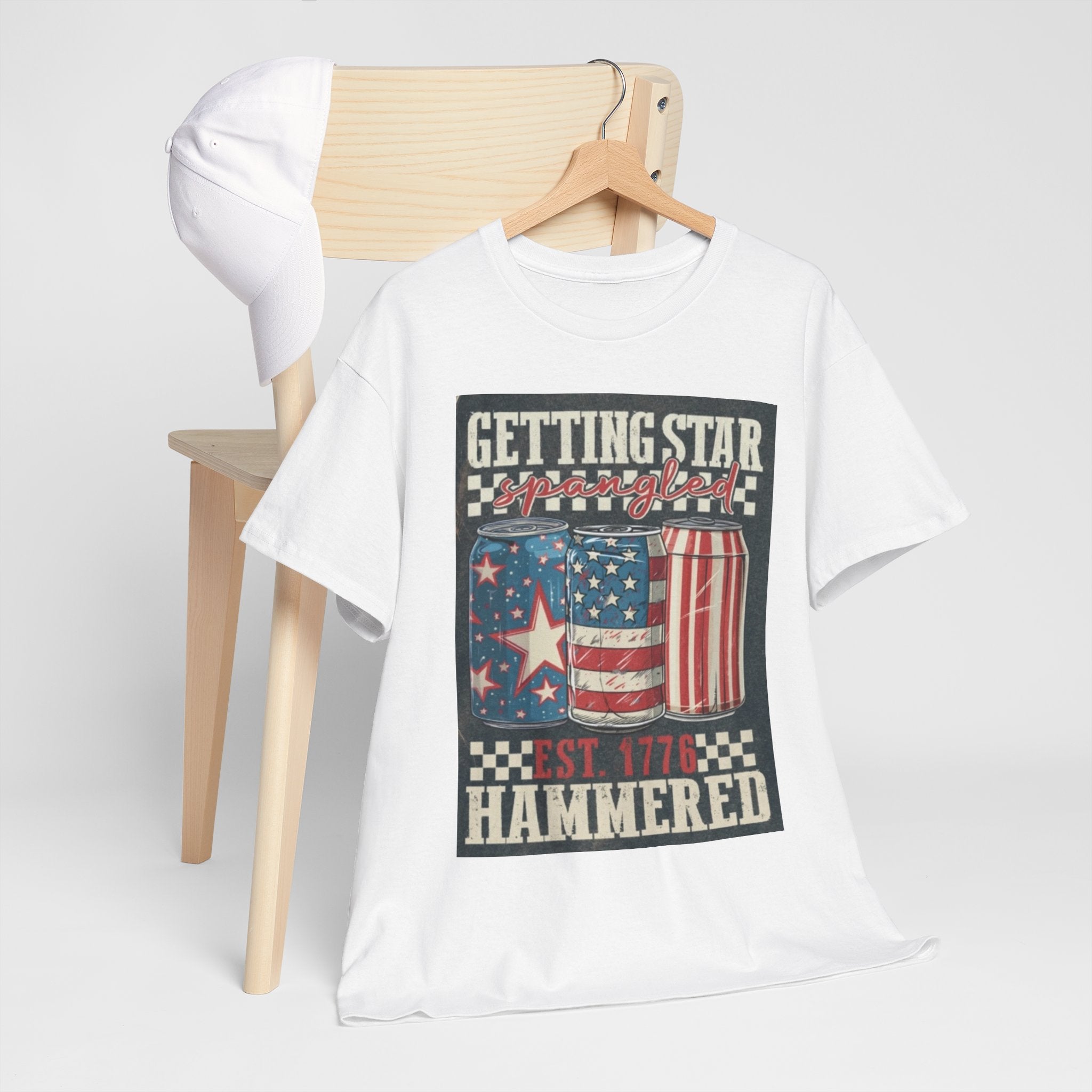 Getting Star Hammered Tee — Patriotic 4th of July Beer Can T-Shirt (Est. 1776)