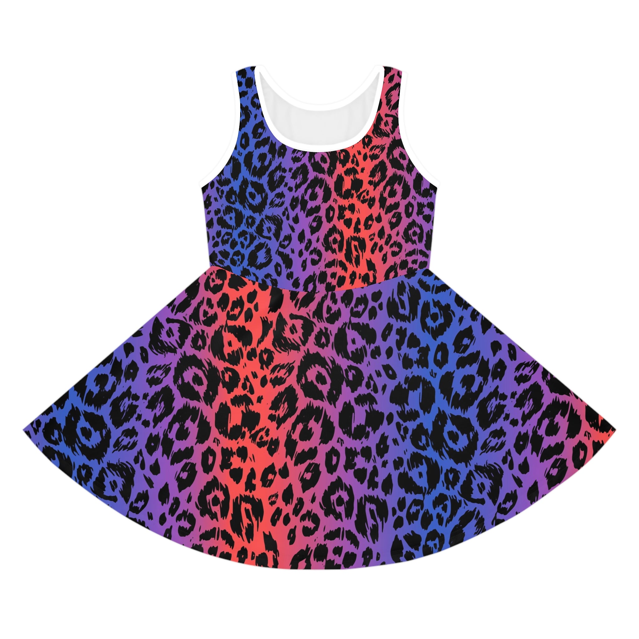 Girls' Leopard Print Sundress — Rainbow Ombre Twirl Dress
