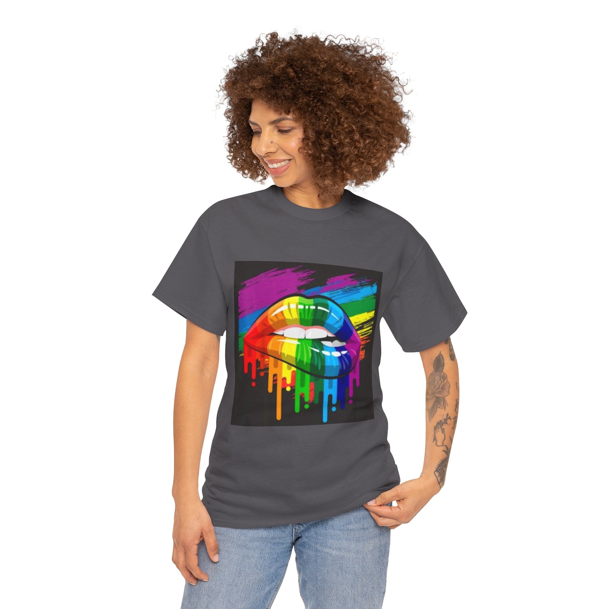 T-Shirt — Rainbow Drip Lips Pride Graphic Tee