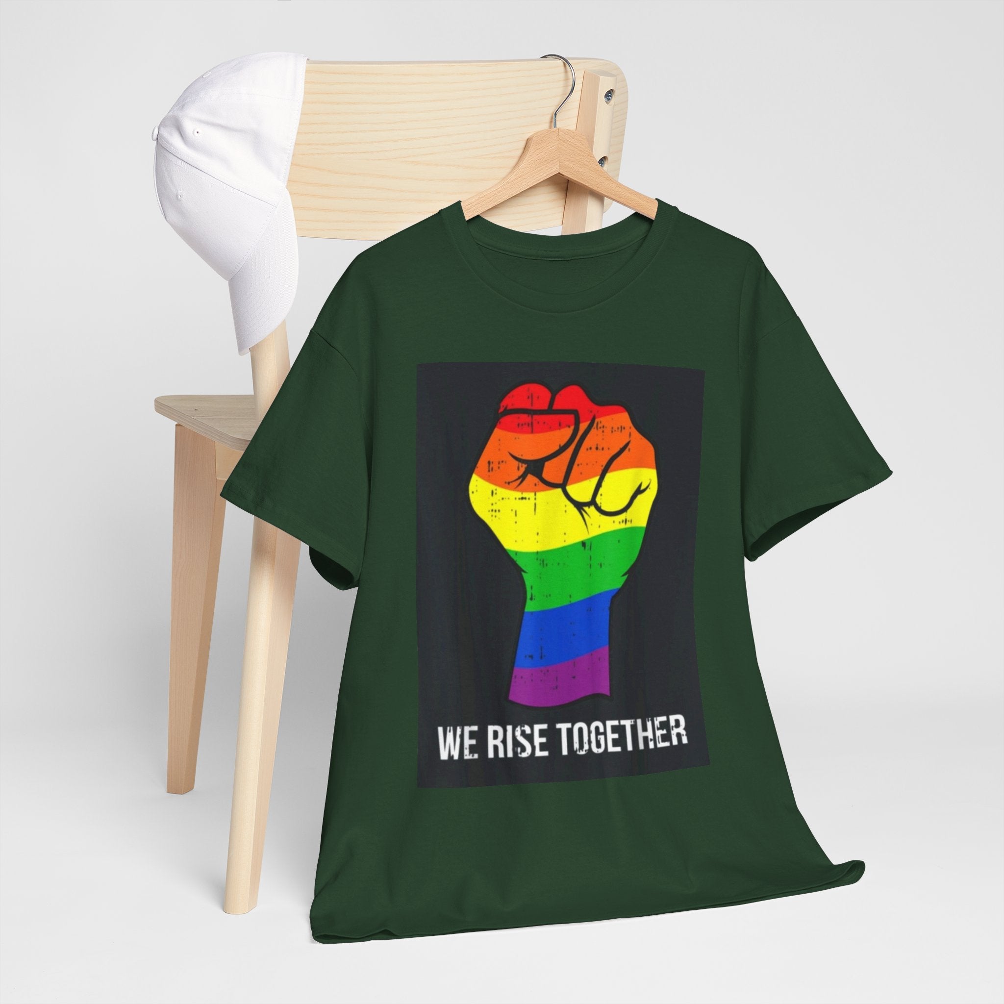 We Rise Together Rainbow Fist T-Shirt