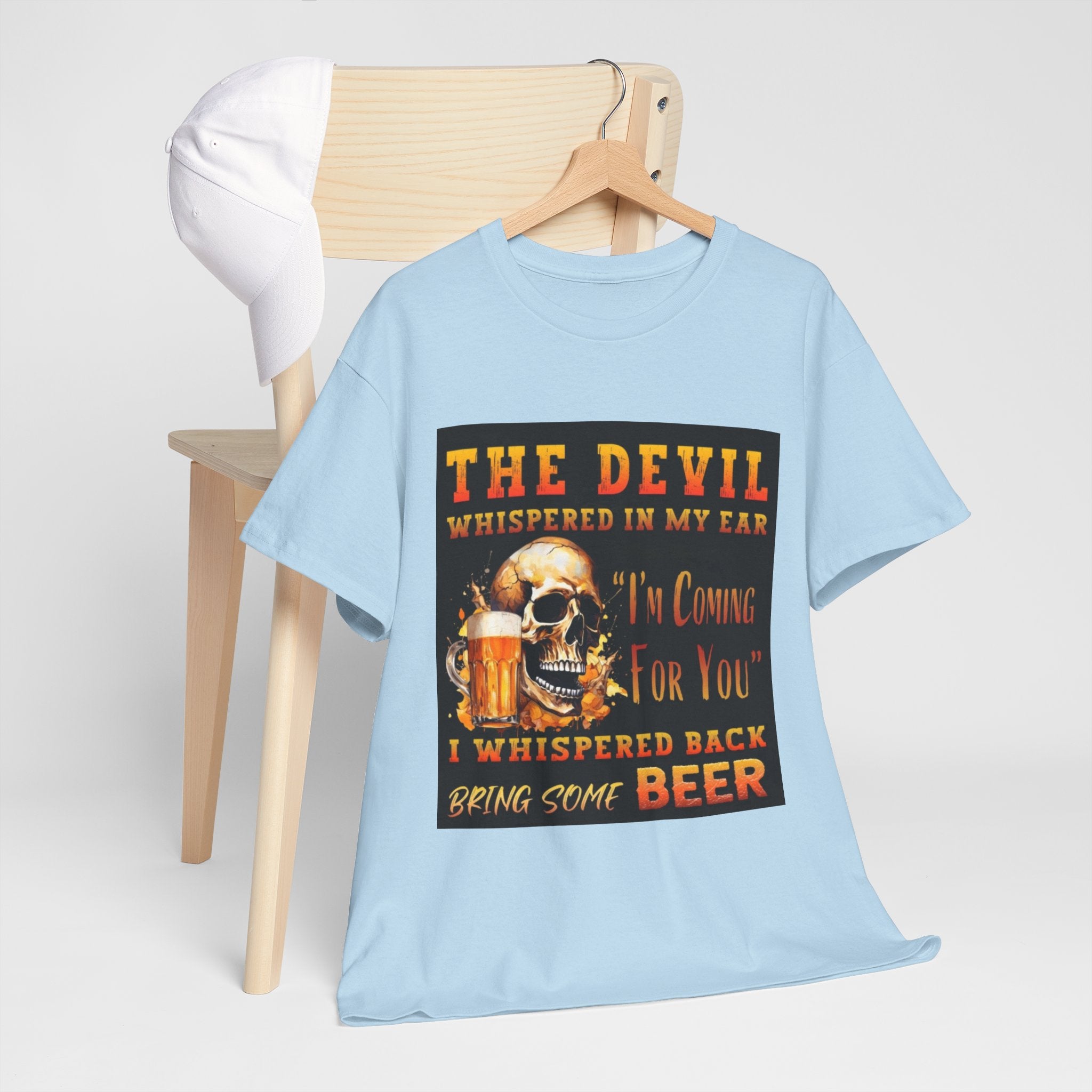 Devil Whispered T-Shirt — “I’m Coming For You” Skull Beer Graphic Tee