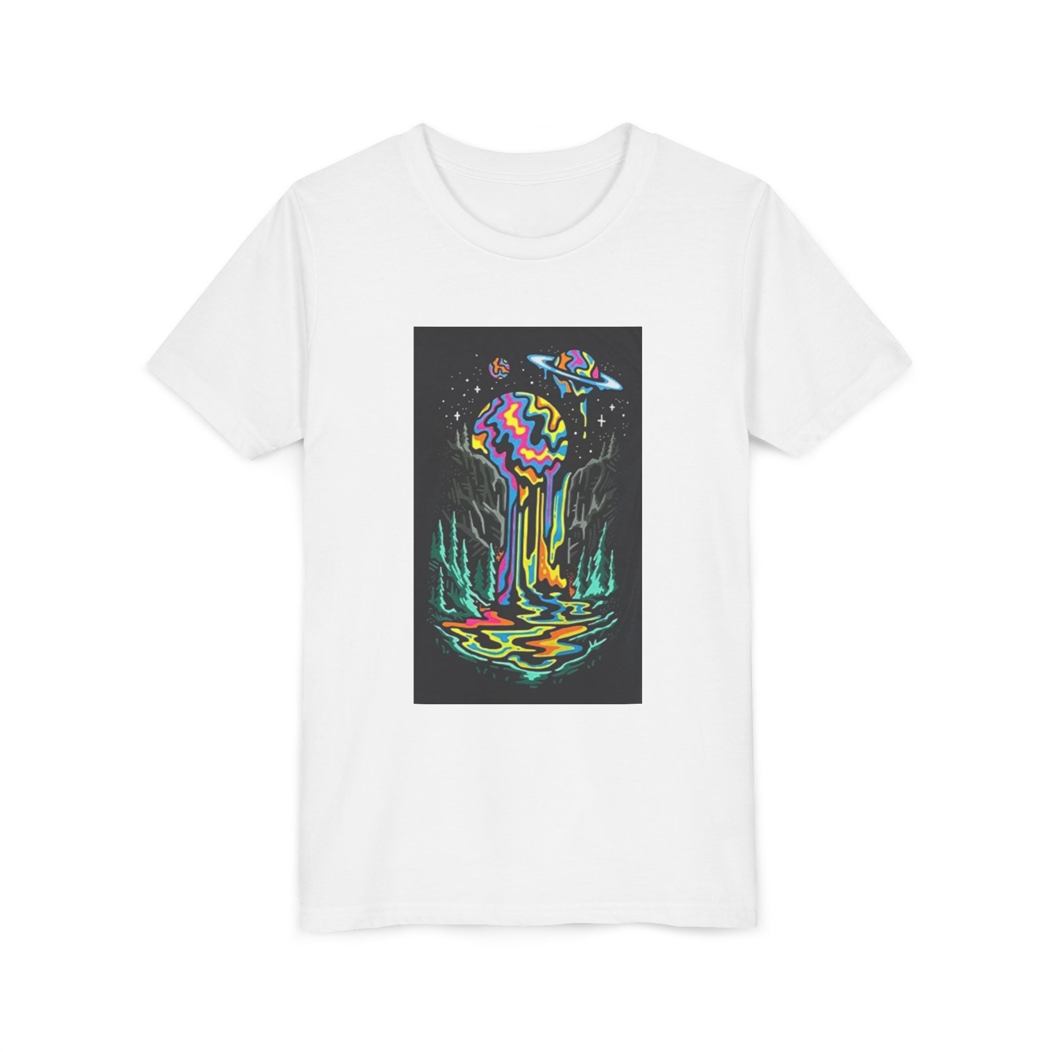Youth Tee — Neon Drip Planet Space Graphic